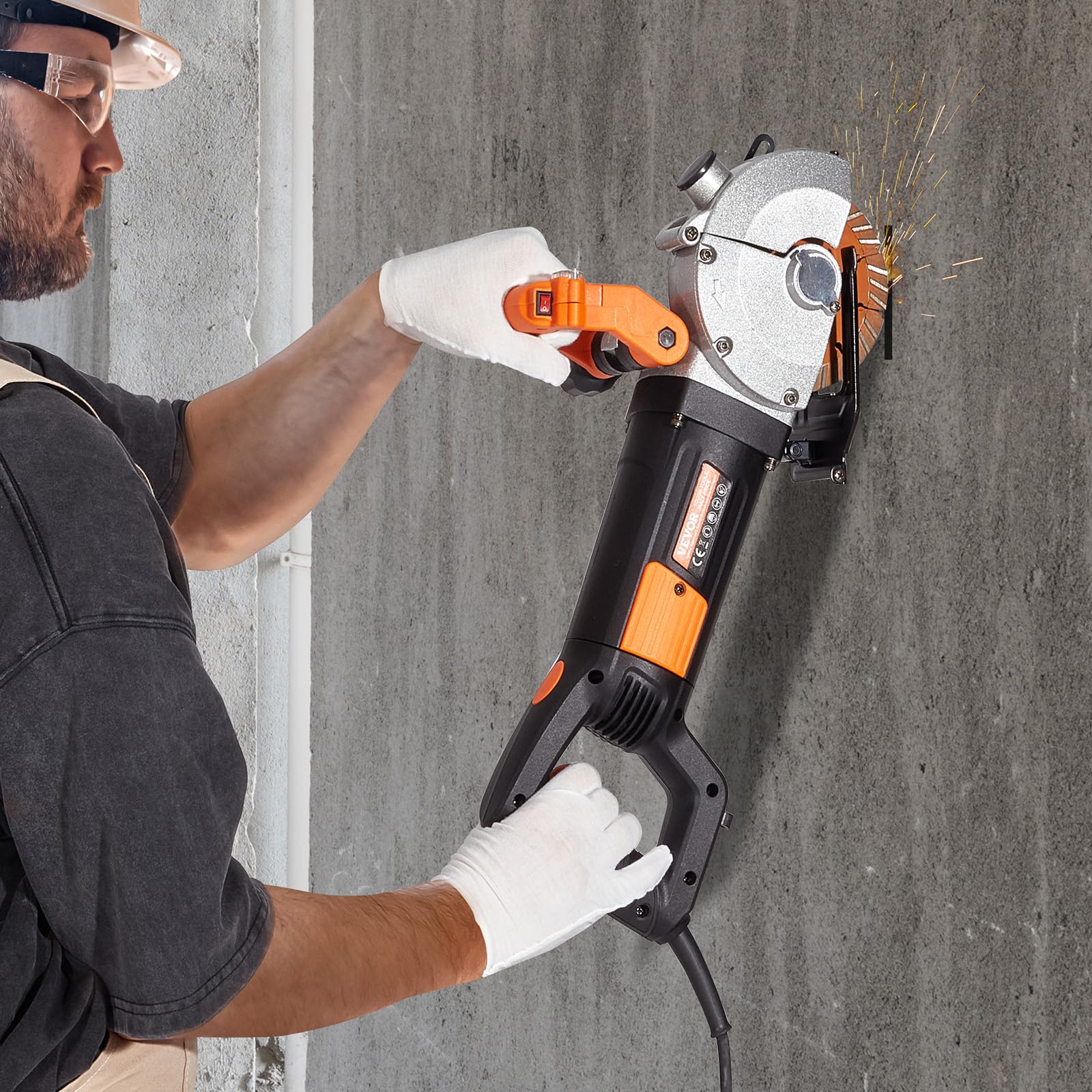 SucceBuy Rainureuse Murale Électrique 2500 W Machine à Rainurer Mur 133 mm Machine de Découpe de Rainures de Profondeur 42 mm Machine à Découper Rainures 6400 tr/min avec Pompe à Eau, Lames Installées