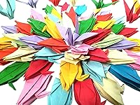 Kingsnow 100 Multicolor Hand-Folded Origami Paper Cranes - Wedding Baby Shower Decor, Symbol of Love Happiness Good Luck