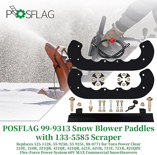 Miniatura 2 de 99-9313 paletas sopladoras de nieve con cuchilla raspadora 133-5585 que sustituye a 125-1128, 55-9250, 88-0771, 108-4884, 139-3536 para Toro Power