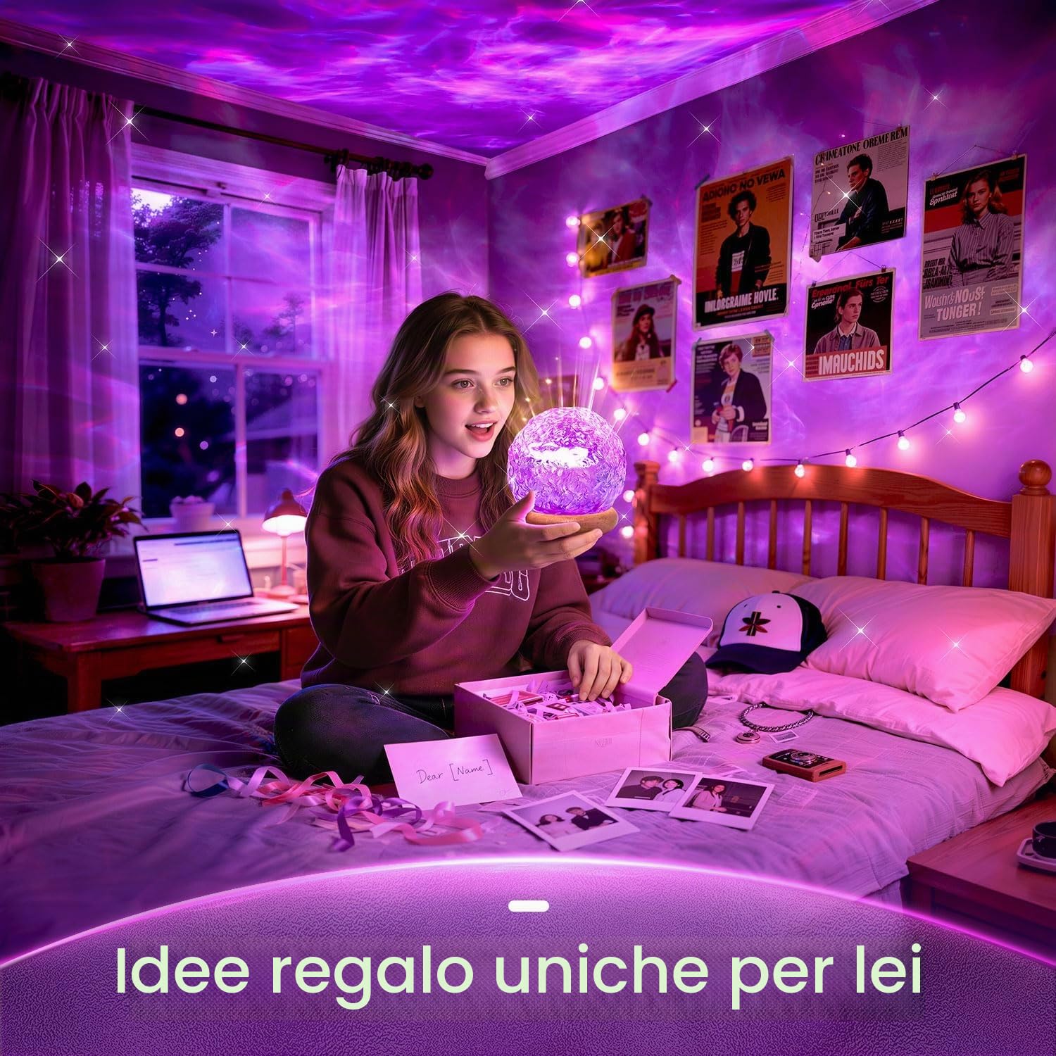 PIKOY Proiettore Aurora Boreale – 216 Effetti Luminosi, 3-in-1 Aurora Boreale/Tramonto/Onda Oceano, Telecomando & Controllo USB, Decorazione Camera da Letto & Regalo per Tutti gli Età