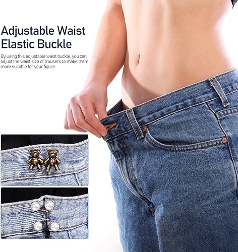 Miniatura 2 de Botones de mezclilla, botón desmontable para apretar la cintura, tensor de cintura de pantalón de aleación, lindo clip de hebilla de oso, clips