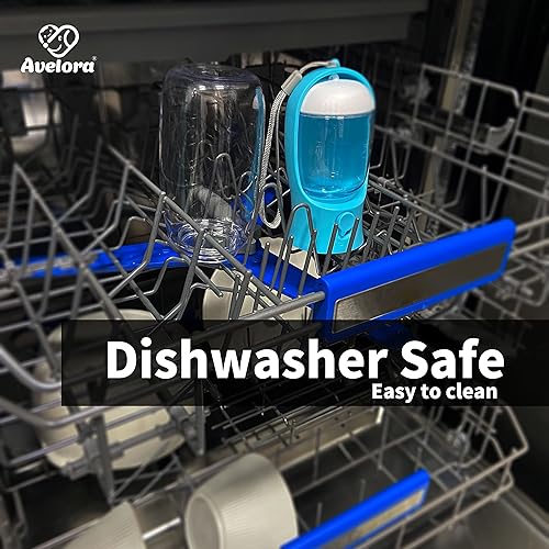 Miniatura 5 de AVELORA Botella de agua para perros, botella de agua portátil para mascotas con recipiente de alimentos, dispensador de agua portátil para