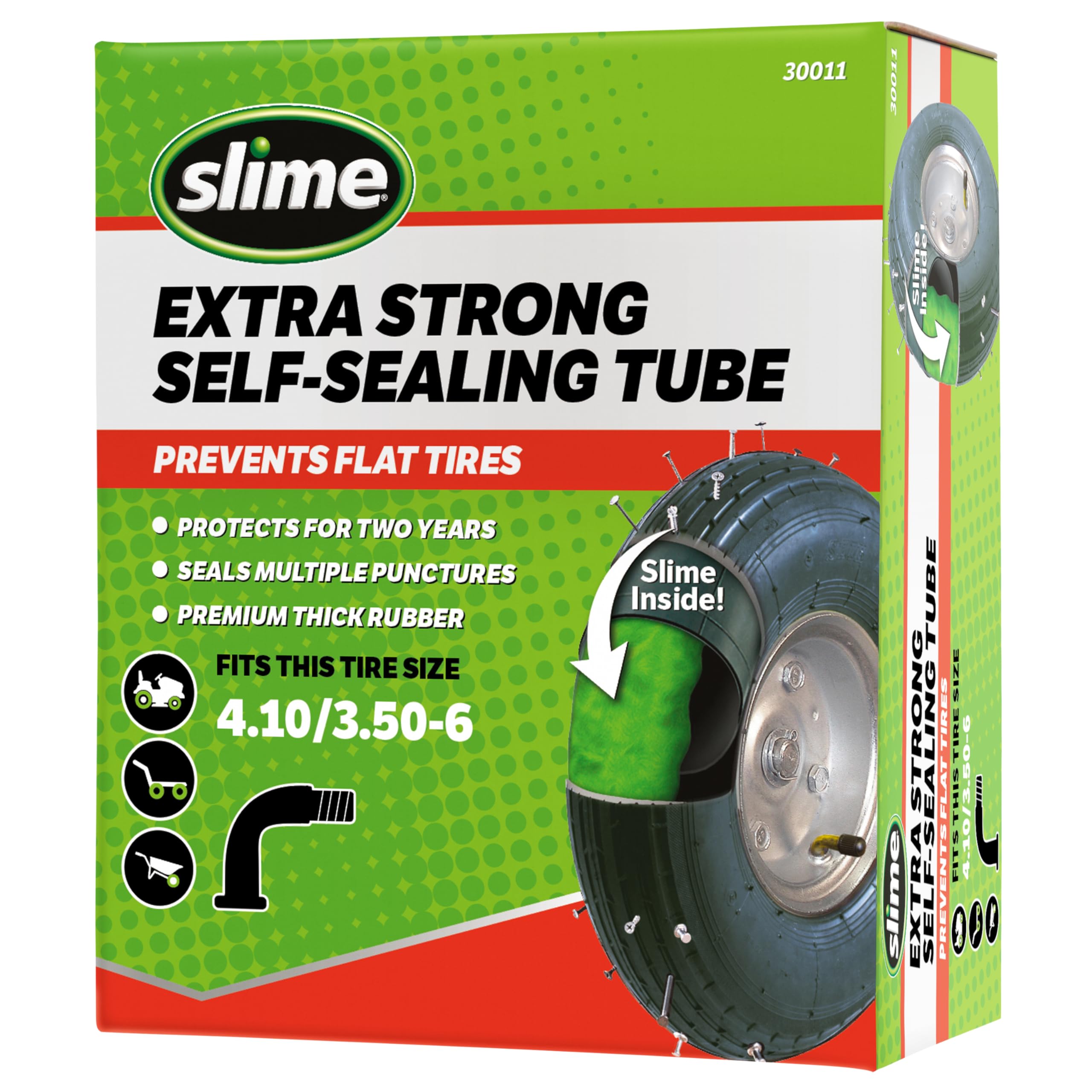 Slime 30011 Inner Tube for Wheelbarrows, Trailers, Scooters, Lawn Mowers, Go Carts, 4-Wheelers and More, Extra Strong, Includes Self-Sealing Slime Sealant, Heavy Duty Replacement, 4.10/3.5-6"