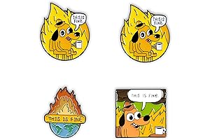 Pounchi This Is Fine Dog Enamel Pin (4 Pcs)