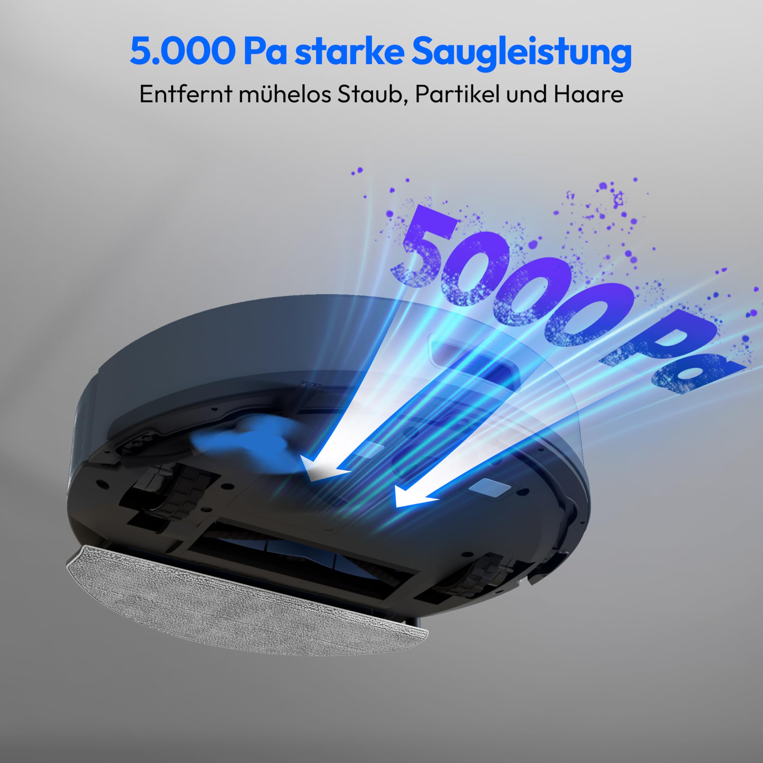MEDION Saugroboter mit Absaugstation und Wischfunktion X23 SW+ (Lasernavigation, Starke 5000Pa Saugkraft, 2in1 Roboterstaubsauger, präzise Kartenerstellung, Go & No Go Bereiche, mehrere Etagen) blau