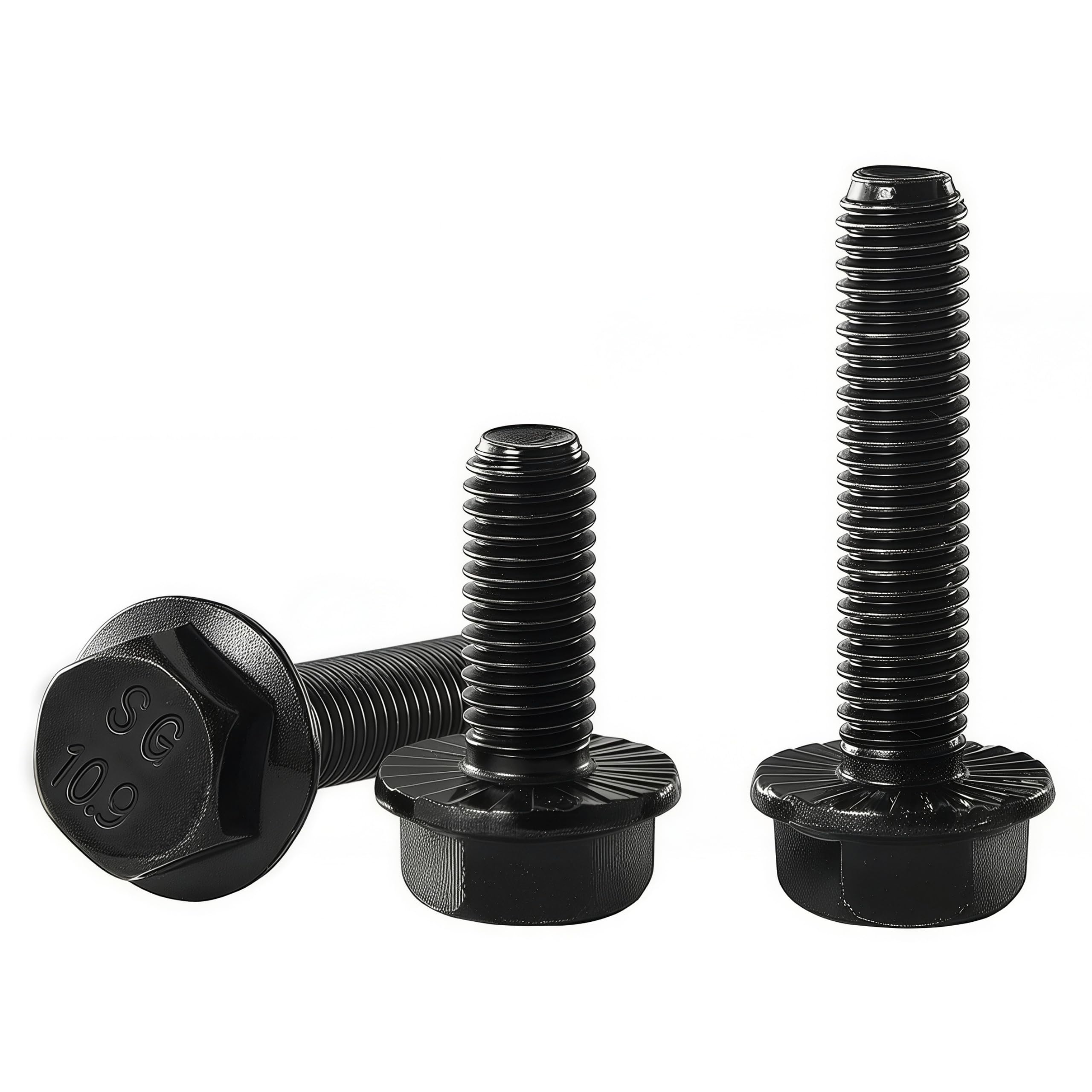 YIIFLY M8 x 40mm Flanged Hex Head Bolts Flange Hexagon Screws, M8x1.25 Bolt, 10.9 Grade Alloy Steel, Hexagon Head Bolts, Black Zinc Finish, Full