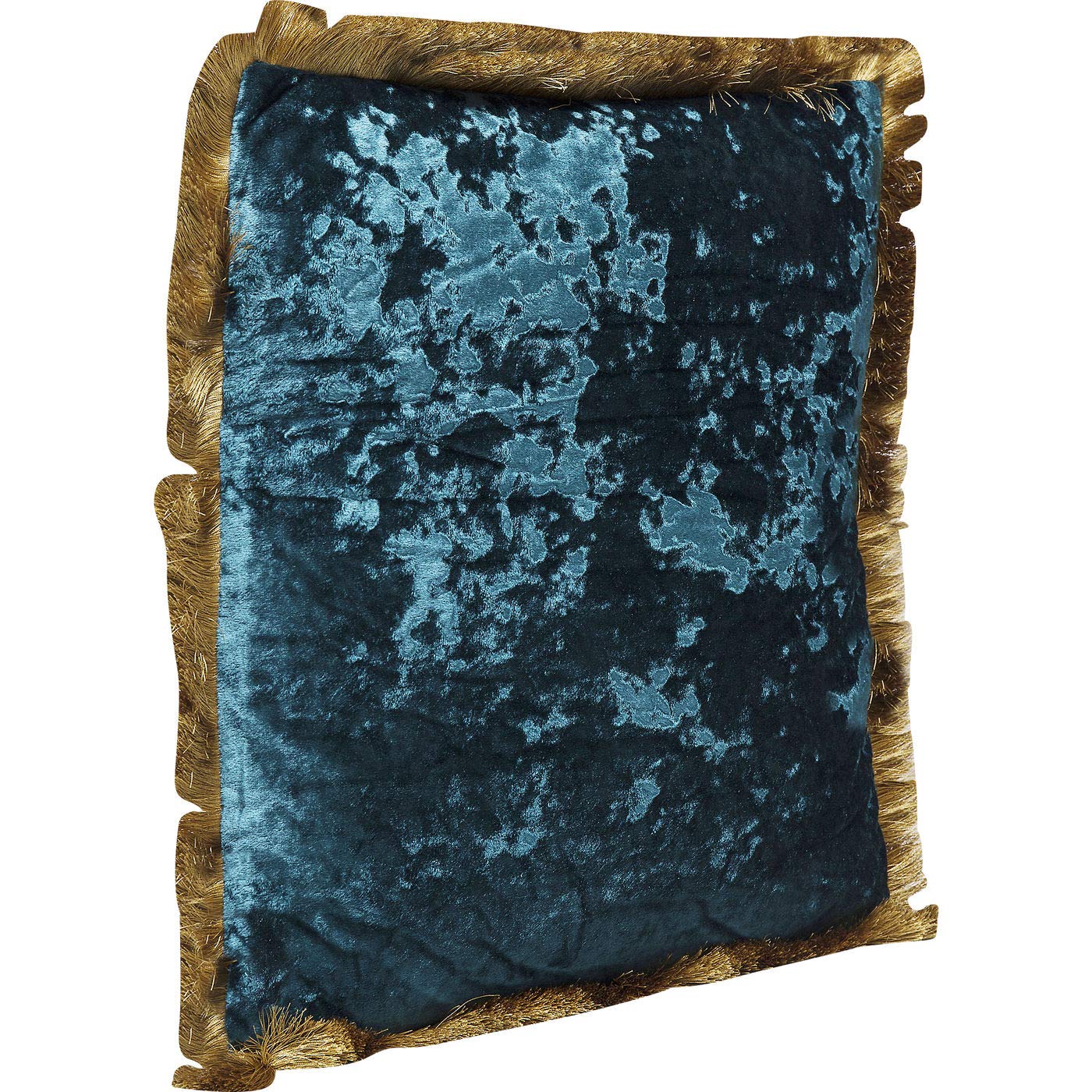 Kare Design Cojín Cannes, petróleo, flecos, cojín decorativo, aspecto de terciopelo, cojín decorativo con cremallera, funda extraíble, relleno incluido, 45x45 cm