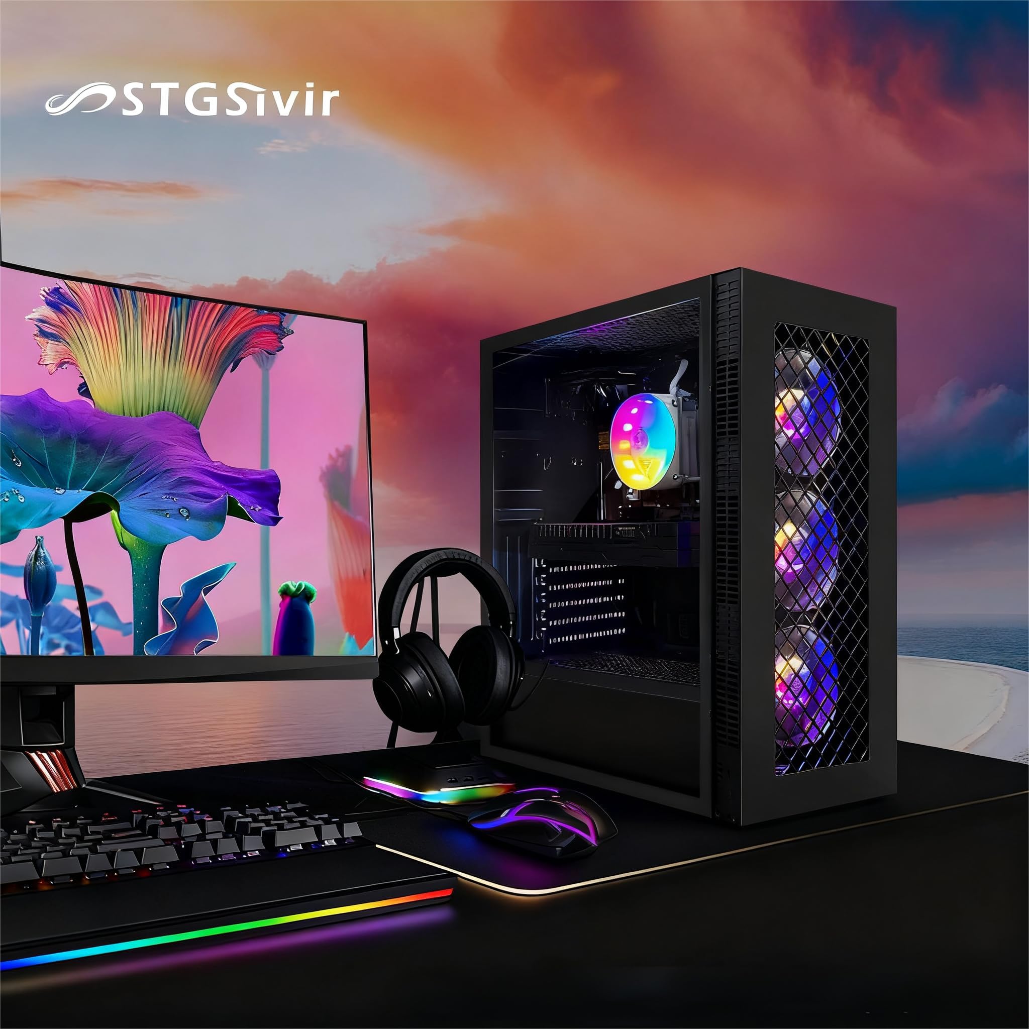 STGSivir PC Gaming Fisso, Computer Gaming, Core i7 8 gen fino a 4.1 GHz • Nvidia RTX 2060 Super 8GB GDDR6 • 32GB DDR4 RAM • 1TB SSD • WiFi 6 • BT • Windows 11 Pro