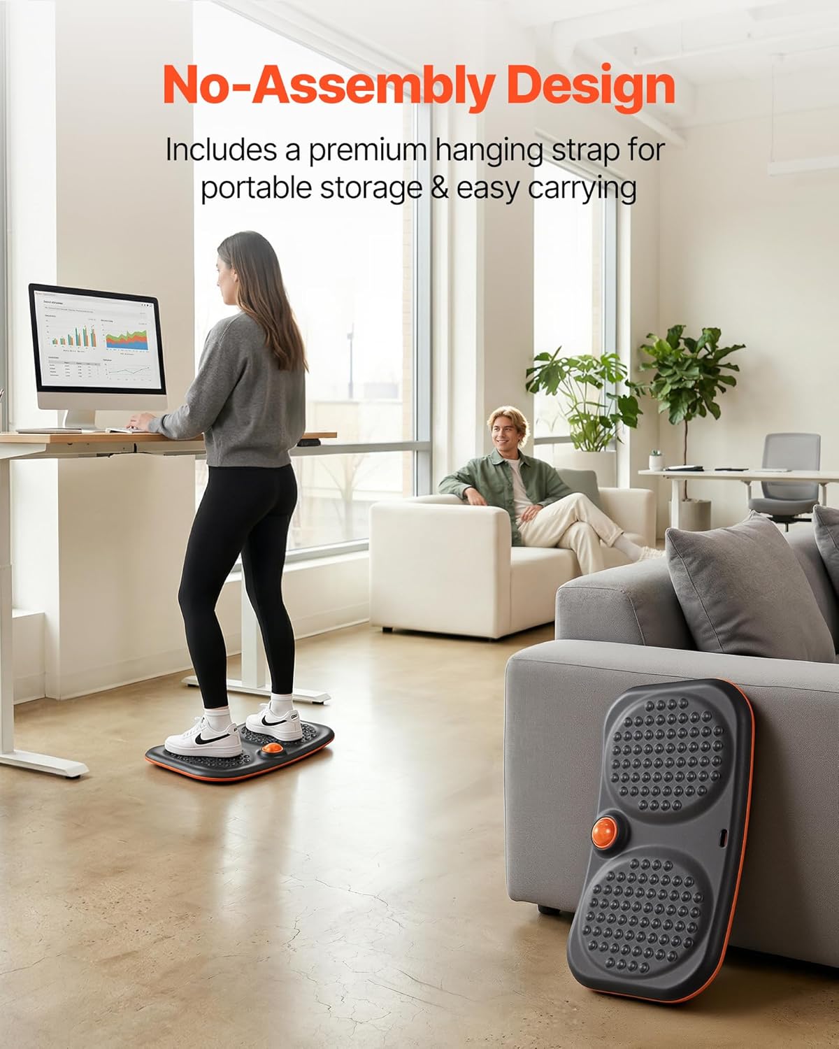 VEVOR Balance Board, Wobble Board Trainer for Adults, Premium Balance Training Equipment Rocker, Compact & Lightweight for Core Workouts, Standing Desk Exercise, Home Gym, Office, Workstation, Black