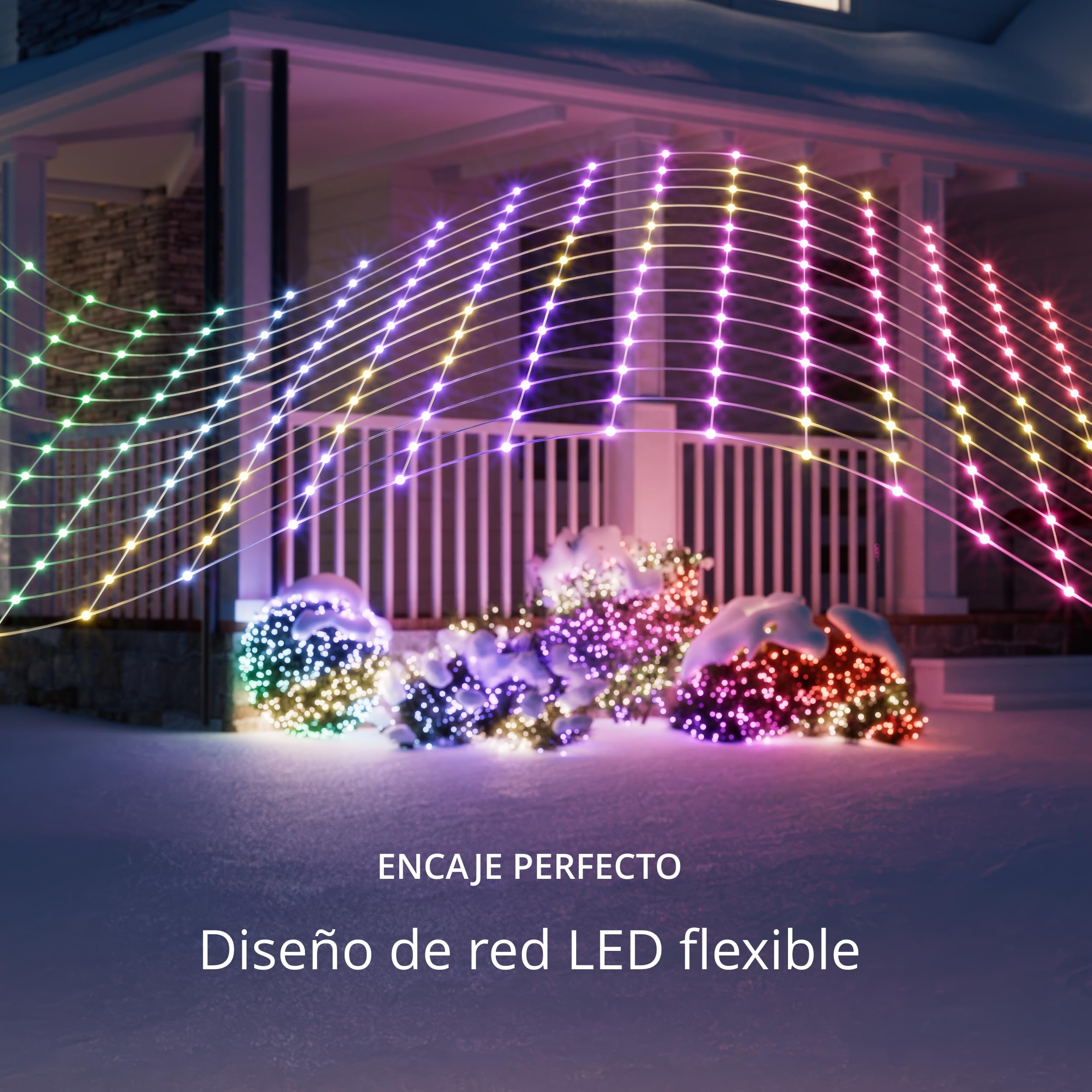 Twinkly Net Lights, Rejilla LED Flexible con 260 LED RGB Mapeables, Tira de Luces Exterior e Interior, Luces Inteligentes, Compatible con Alexa, Google Home, IP44, Cable Transparente, 1,2 m x 1,9 m