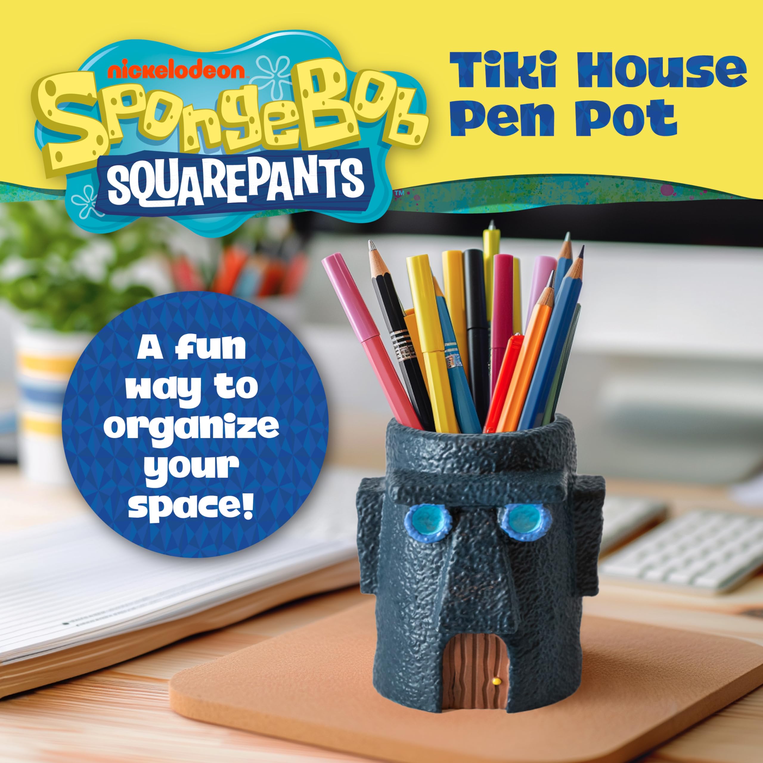 Blue Sky Studios Spongebob Pen & Pencil Holder Desk Tidy, Kids Desk Organiser Accessory, School Supplies Organisation for Boys & Girls - Image 2