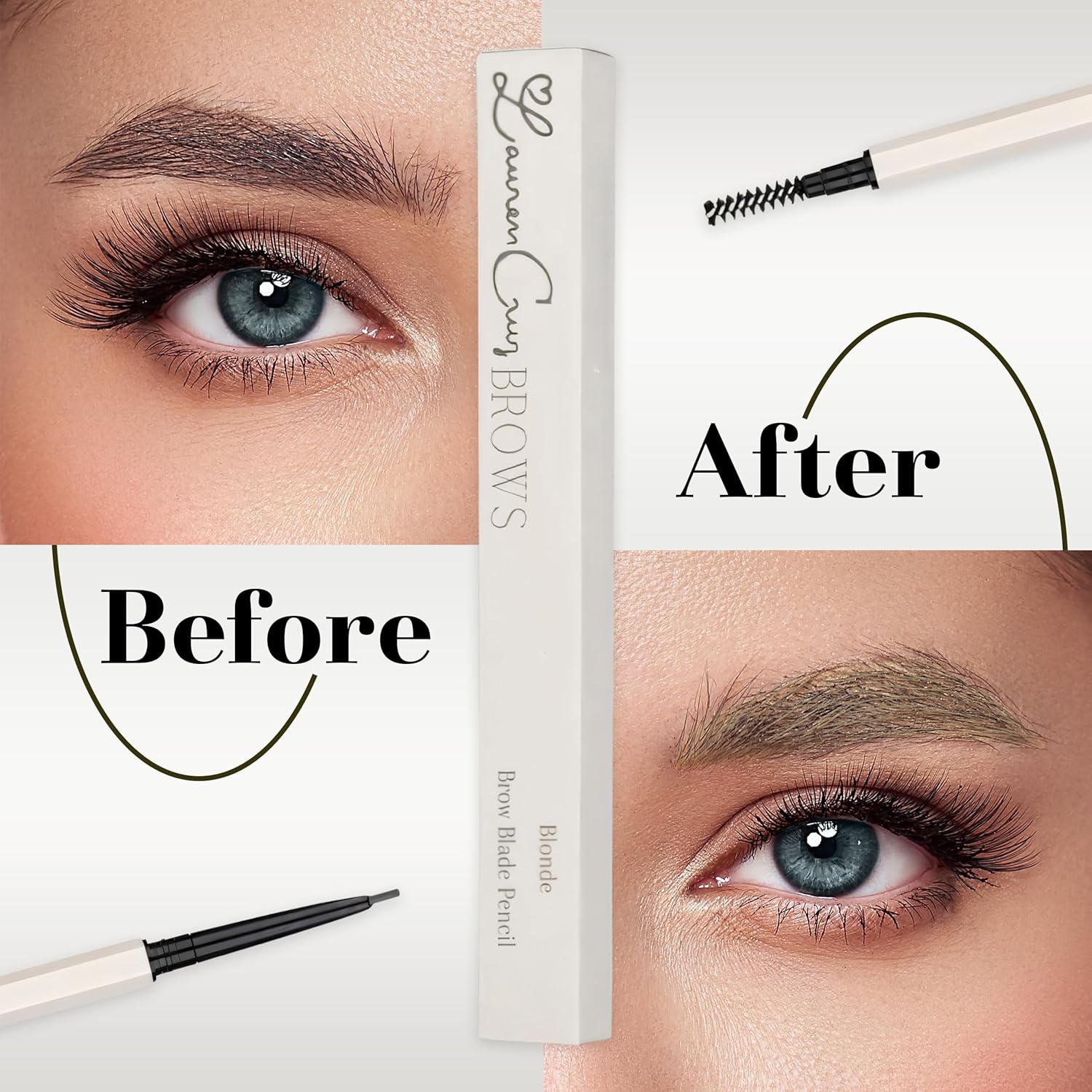 Eyebrow Pencil make Up for Women - Long-lasting and Waterproof Eyebrow Pencil by Lauren Cruz - Dual-Ended Eyebrow Pen with Micro-tip and Spoolie -Fuller Look Brow Pencil - Blonde - Image 4