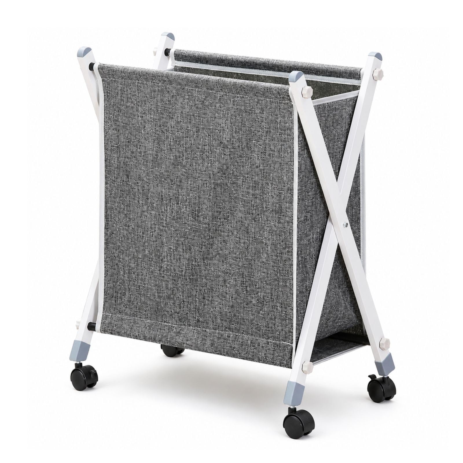 SMILEDRIVE® Foldable Laundry Basket with Wheels | Large Capacity (100L) Rolling Clothes Bin with Sturdy Metal Frame | Lightweight & Portable Clothes Storage for Laundry Room & Bedroom - Grey-image-46