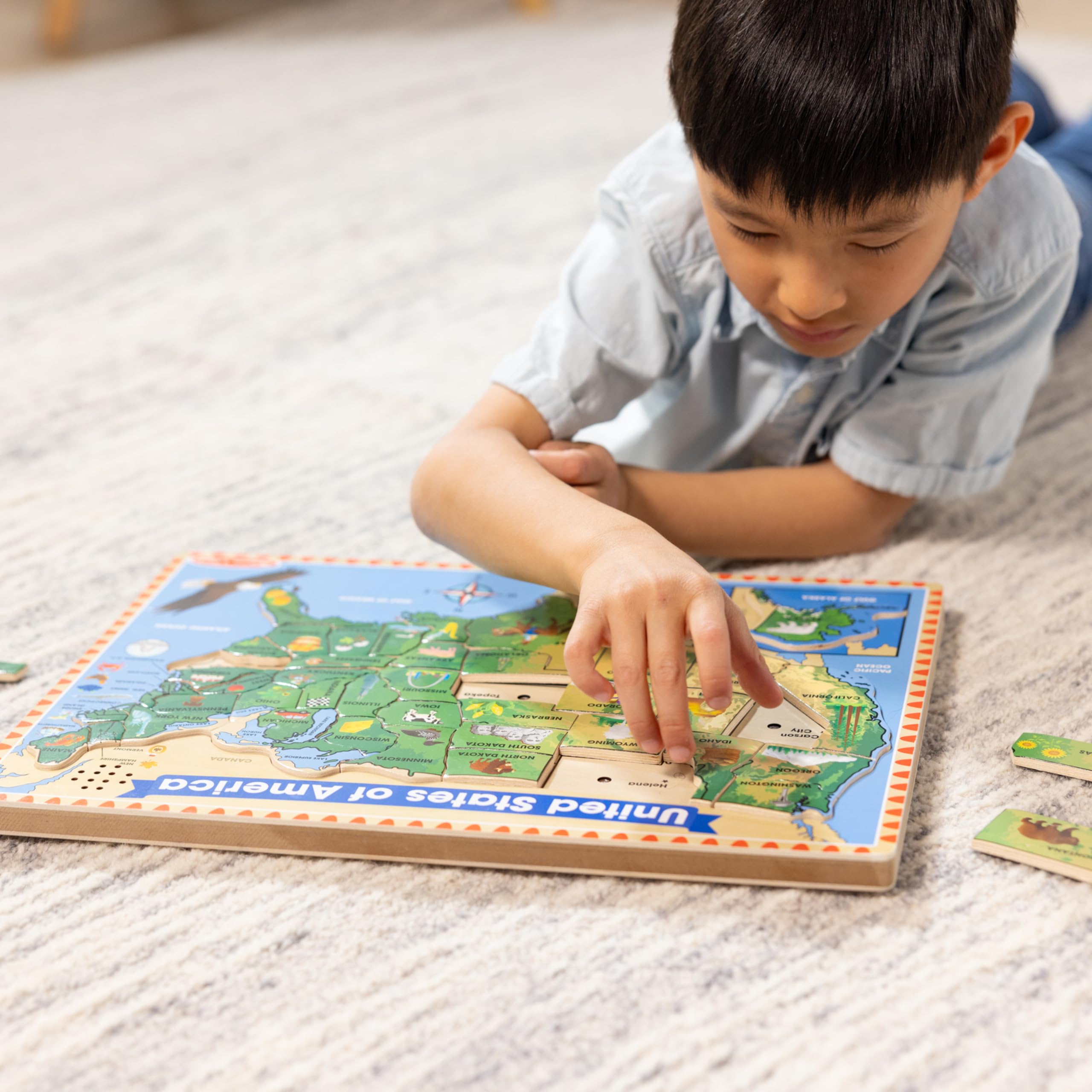 Melissa & Doug USA Map Sound Puzzle - Wooden Puzzle With Sound Effects (40 pcs) - Image 7