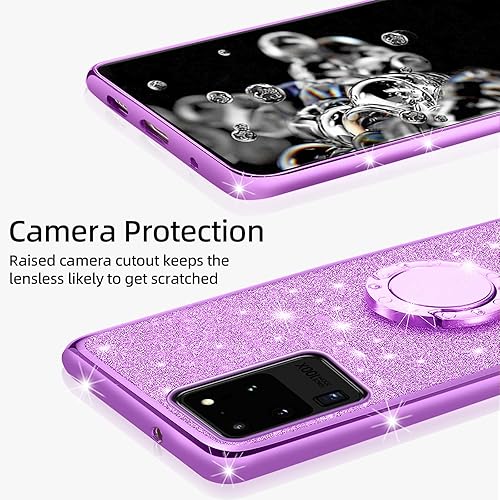 Miniatura 4 de KuDiNi Funda para teléfono S20 Ultra, Galaxy S20 Ultra de 6.9 pulgadas para mujer, con purpurina, cristal suave, TPU transparente, de lujo, linda