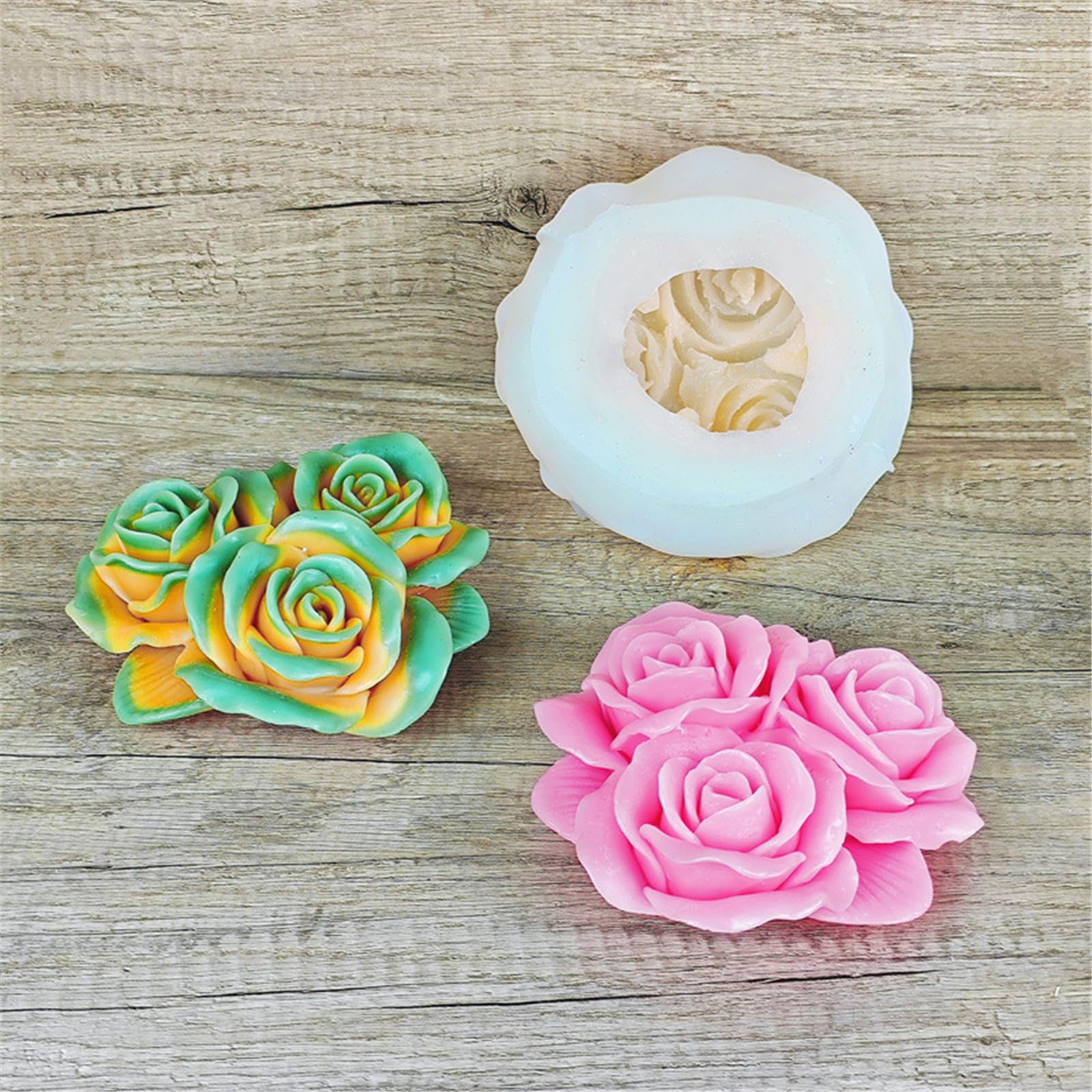 Moule en silicone 3D en forme de fleur pour bougies, fabrication de savon fait à la main, décoration d'intérieur, moules en silicone texture
