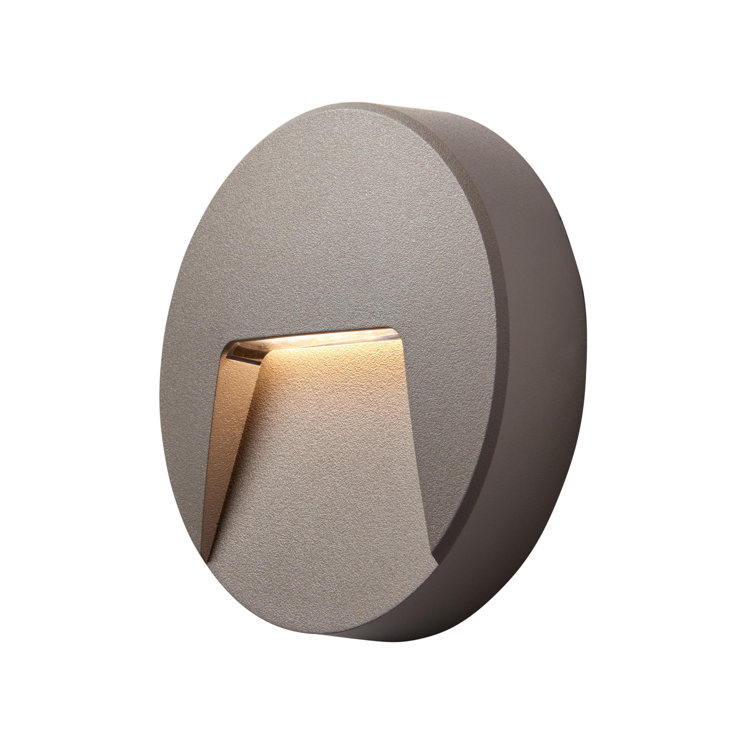 National Lighting Severus Grey Finish Direct Warm White LED Outdoor Round Guide Pathway Driveway Wall Light IP65 Rated