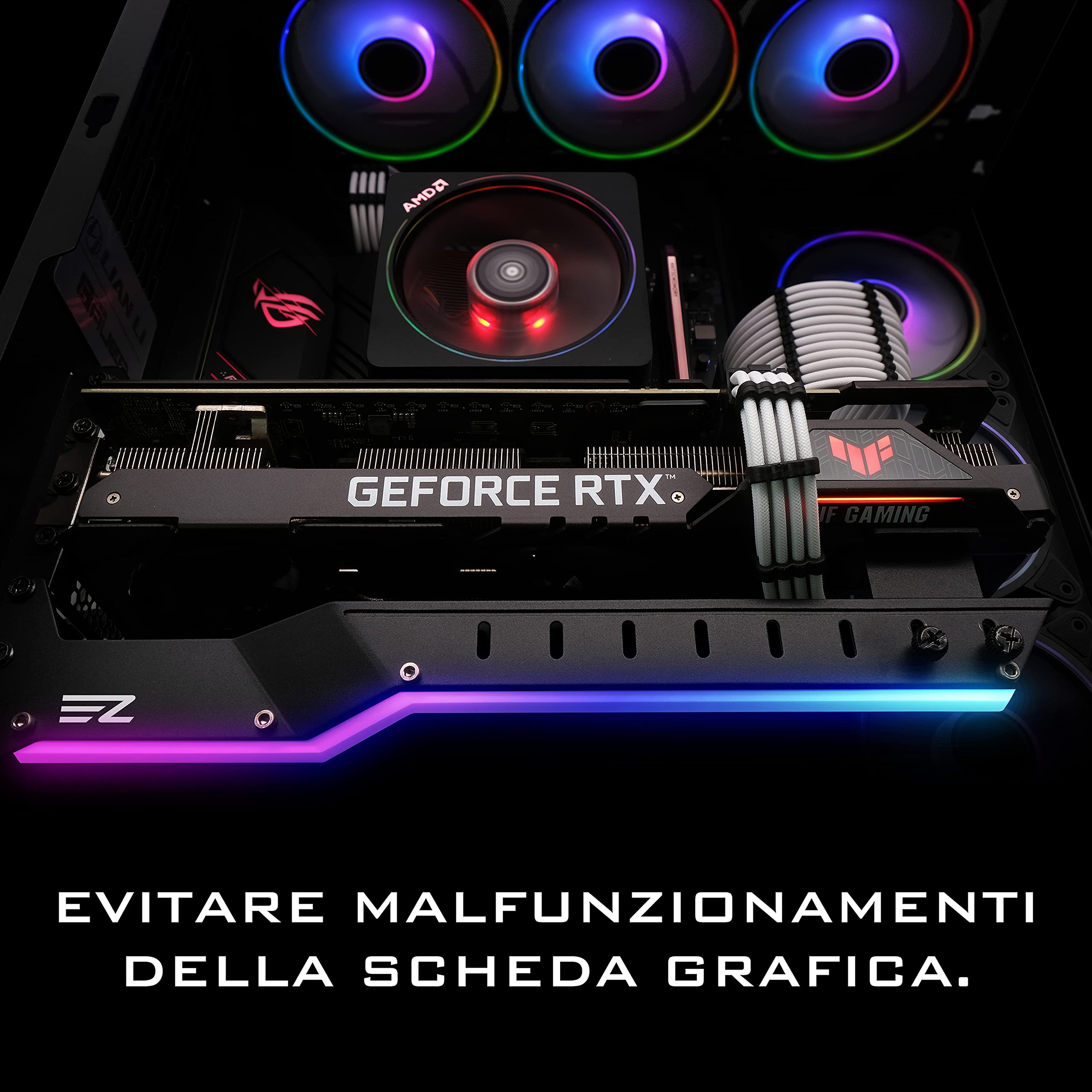 EZDIY-FAB Supporto GPU per Scheda Grafica con LED ARGB 5V 3 Pin-Bracket Anticurvatura per Schede Video,Compatibile con RX6700, RTX3090(Verificato)-Nero
