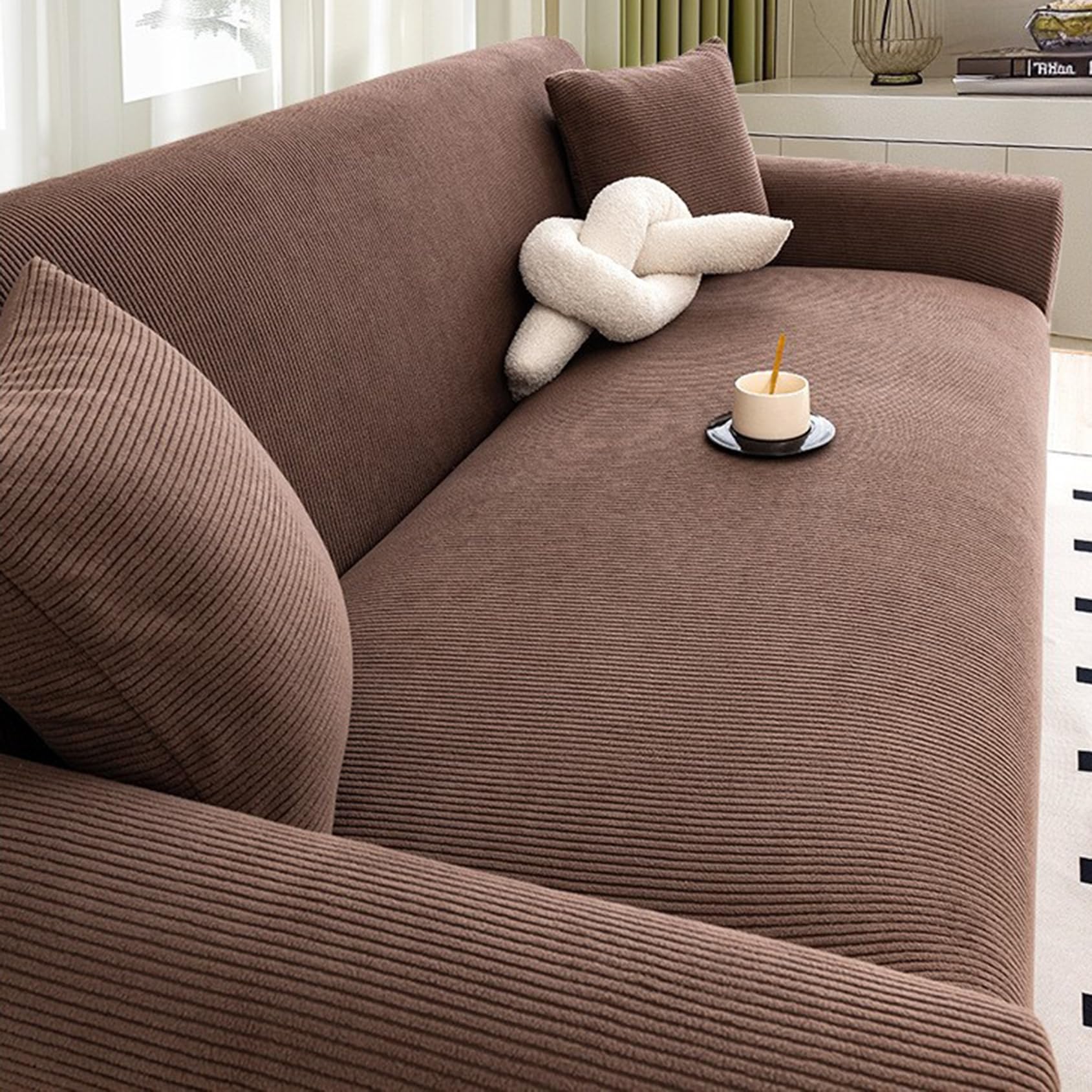 PERS Copridivano da 1/2/3/4/5 Posti, Copridivano Elasticizzati all-Inclusive, Copridivano Lavabili AntiGraffio per Gatti con 1 Federa(Size:3 Seater(190-230cm),Color:F)