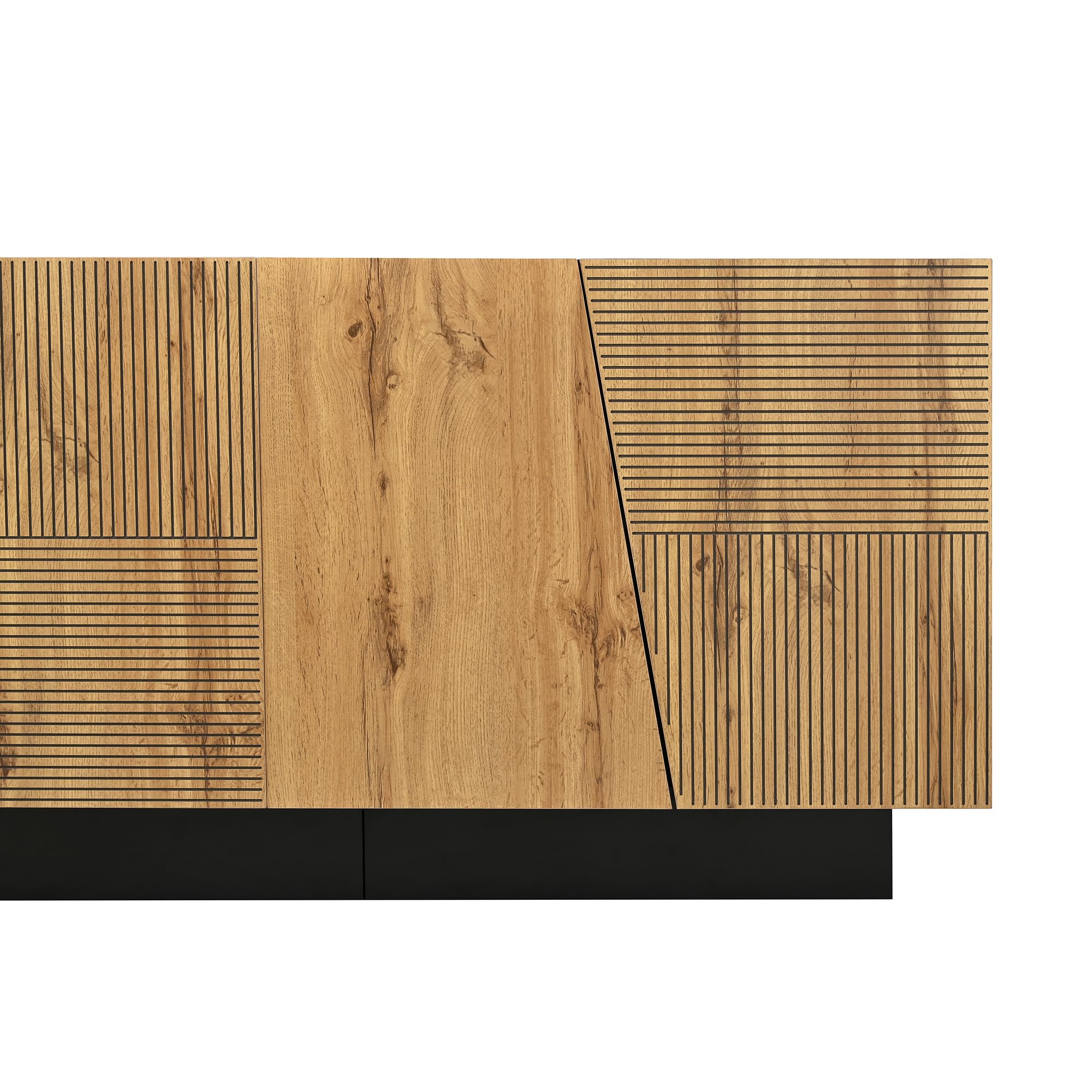 vutizal Aparador blanco con diseño geométrico y curvas, mueble de comedor grande, armario con bisagras silenciosas – Moderno aparador para sala de estar, 160 cm