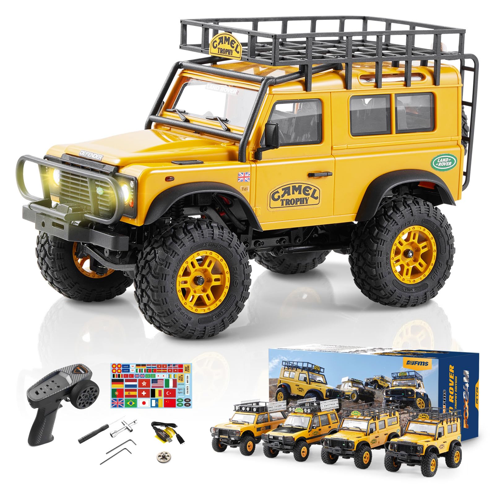 日本語説明書付 FMS ランドローバーディフェンダー90 1/24 FCX24M 1/24 Land Rover RC | Camel Trophy | Realistic Adventure