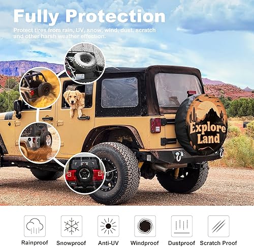 Vista 11 de Explore Land Cubierta de neumático de repuesto resistente, ajuste universal, remolque, RV, SUV, camión