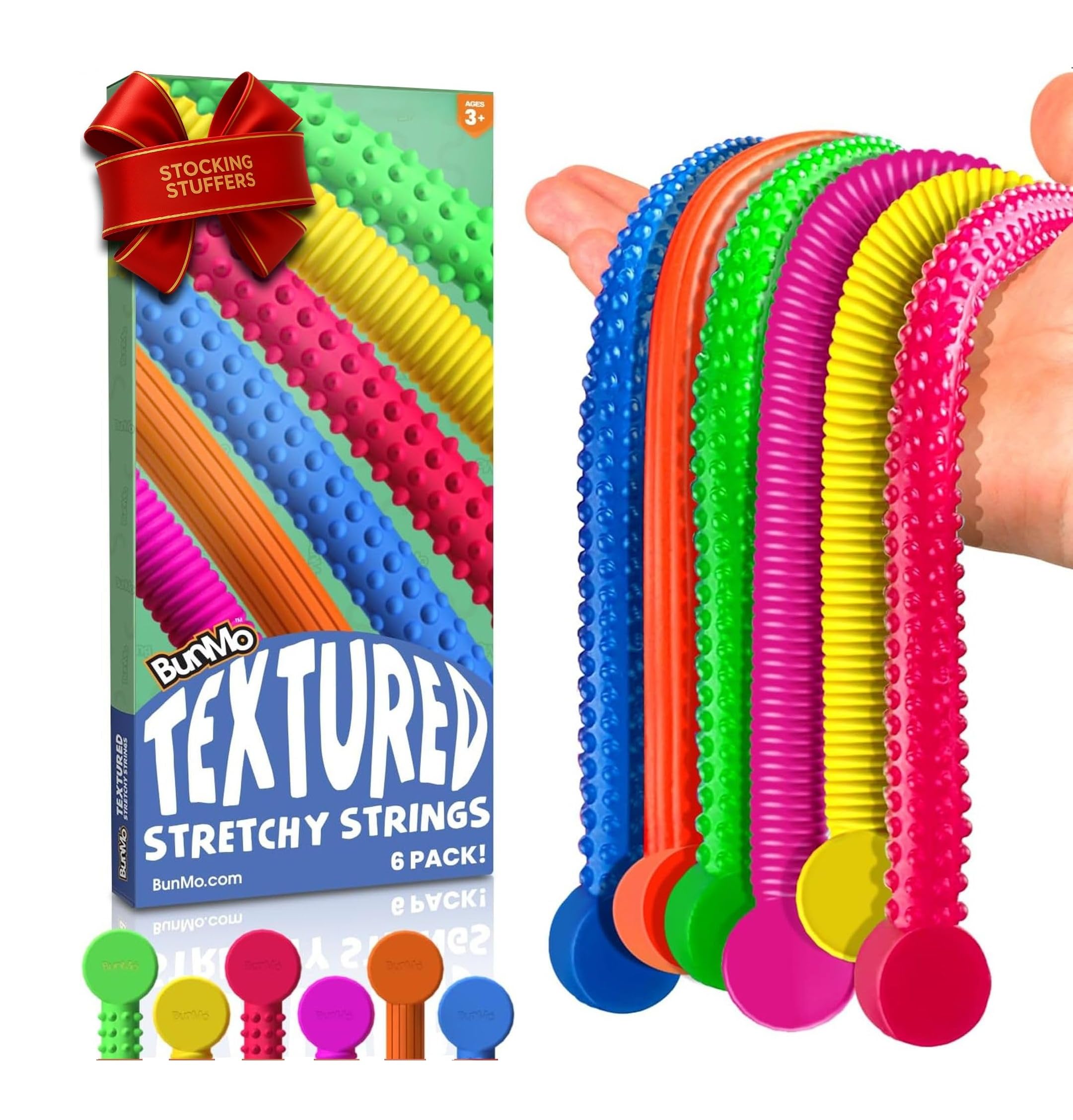 Bunmo Fidget Toys And Textured Sensory Toys By - Textured Stretchy Strings Fidget Toy. Bumpy Fidget Toys For Adults And Kids Make Anxiety Toys, Autism Sensory Toys, And Easter Basket Stuffers