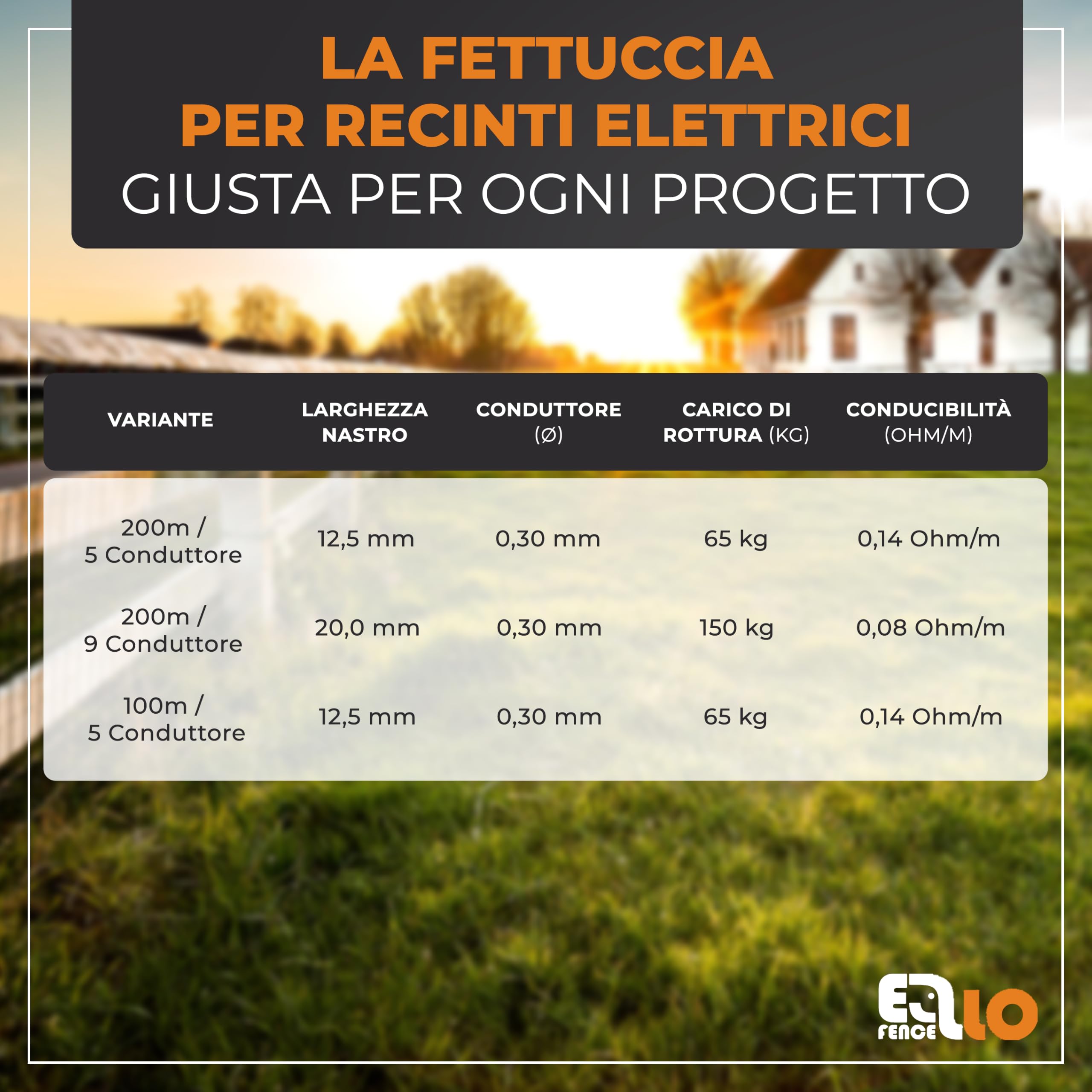 Nastro per recinto elettrico 12,5mm x 200m | Resistente ai raggi UV