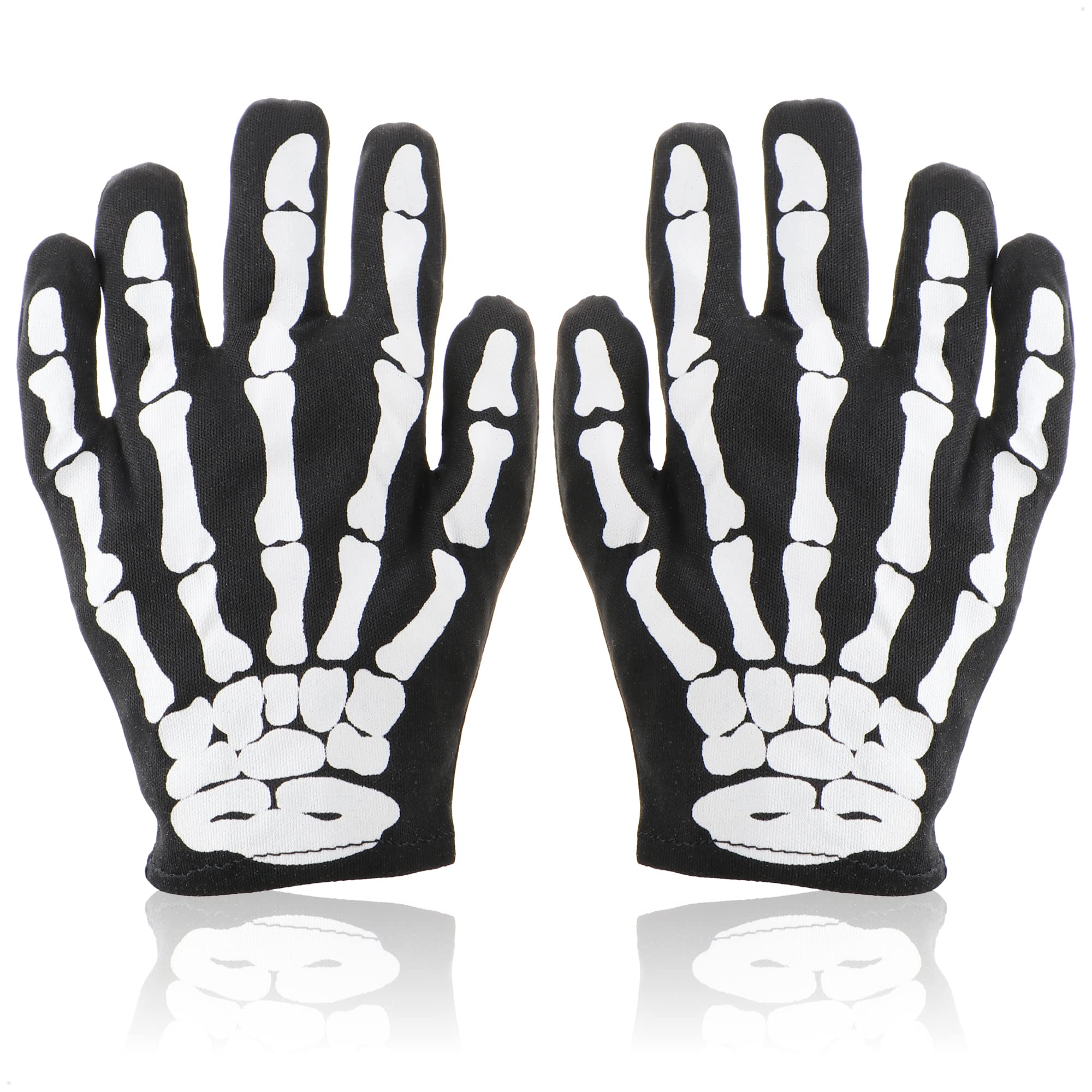 com-four® Guantes de Esqueleto - Accesorios de Disfraces con patrón de Huesos para Halloween, Carnaval, Día de Muertos, Cosplay - Manos de Esqueleto espeluznantes
