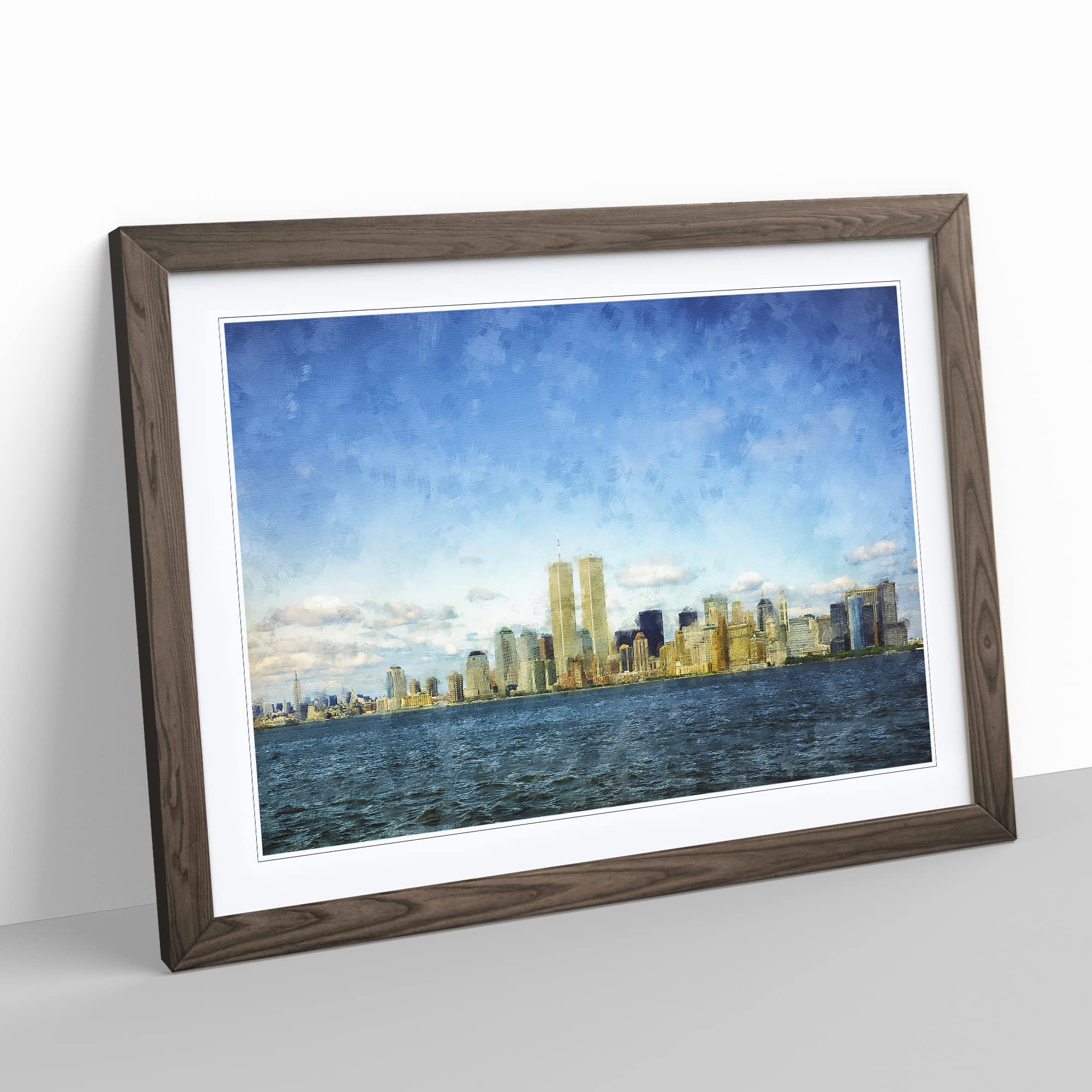 New York Skyline With The Twin Towers Painting Modern Art Framed Wall Art Print - Image 2