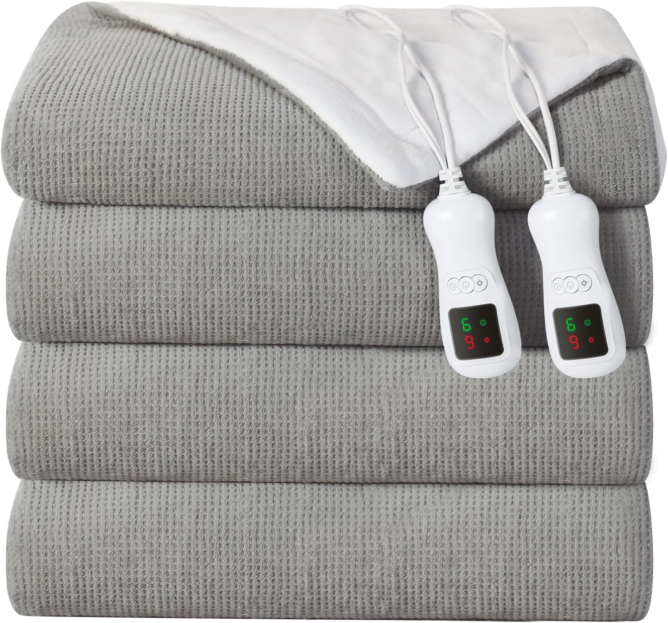 Electric Heated Blanket King Size, Washable Blanket Warmer with Dual Control for Home for Adults, Super Cozy Soft Fabric 100" x 90", 9 Heat Levels, 1-10H Auto-Off, ETL Certified, Gray