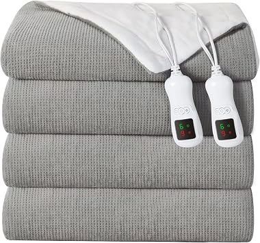 Electric Heated Blanket King Size, Washable Blanket Warmer with Dual Control for Home for Adults, Super Cozy Soft Fabric 100" x 90", 9 Heat Levels, 1-9H Auto-Off, ETL Certified, Gray