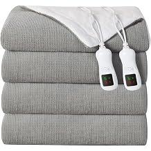 Electric Heated Blanket Queen Size, Washable Blanket Warmer with Dual Control for Home for Adults, Super Cozy Soft Fabric, 84" x 90", 9 Heat Levels, 1-9H Auto-Off, ETL Certified, Gray