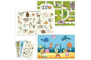 Babebay Disposable Adhesive Placemats: 3-Design Set (60-Pack)