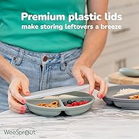 Vista 7 de WeeSprout - Platos de succión con tapas para bebés y niños pequeños, silicona, se mantiene en su lugar, diseño dividido para comedores selectivos