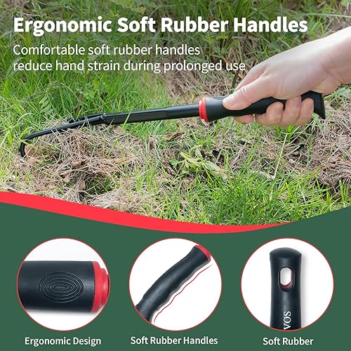 Miniatura 9 de Juego de herramientas de jardinería, 6 piezas resistentes a prueba de óxido, asas ergonómicas de goma suave, incluye paletas, rastrillos,