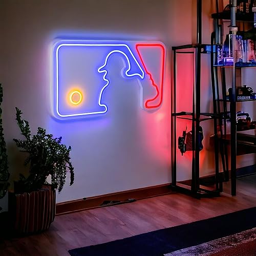 Miniatura 4 de Letrero de neón de béisbol, luz LED de béisbol para decoración de pared para sala de juegos, sala de deportes, bar, sala de estar, oficina,