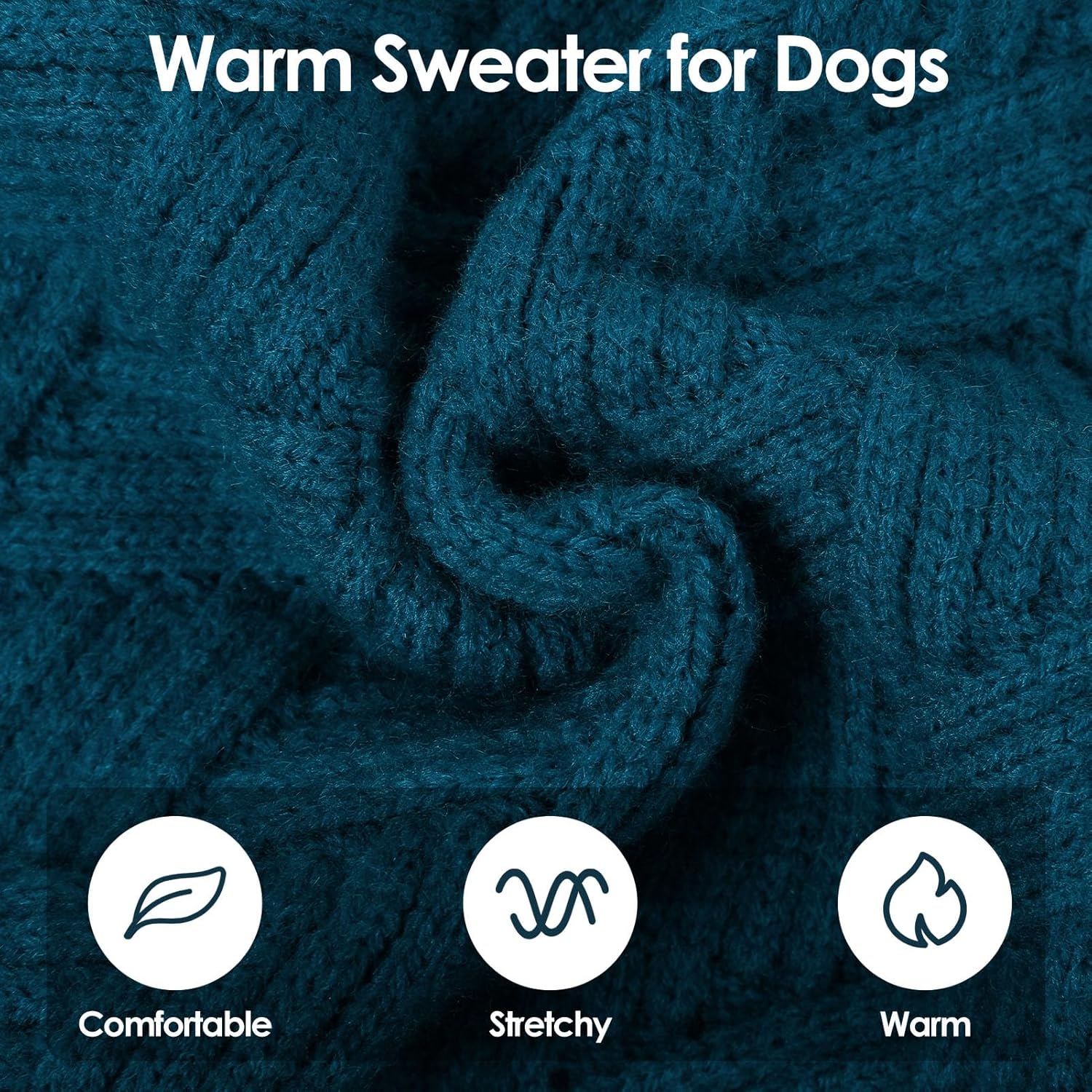Dog Sweater, Medium Dog Sweaters Doggie Pullover for Fall Winter, Fleece Pet Christmas Sweaters for Holiday, Warm Turtleneck Knitwear for French Bulldog, Boston Terrier, Blue M