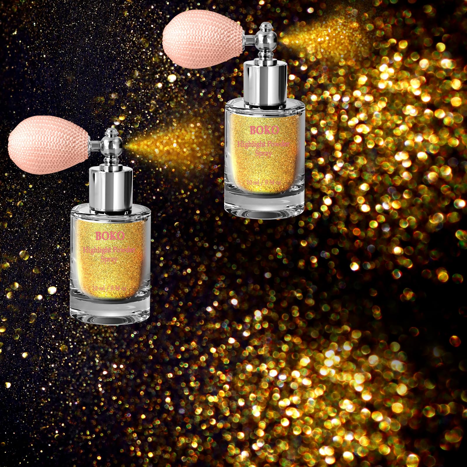 Boko Body Glitter Spray, 2Pcs Glitter Hair Spray Long-Lasting Body Shimmer Powder Sparkle Highlighter Makeup Christmas Rave Accessories for Women Clothes Face Hair Nails- Flame