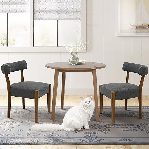 Miniatura 31 de Juego de 8 sillas de comedor modernas, sillas tapizadas de nogal para cocina y comedor, sillas de comedor de madera modernas de mediados de siglo,