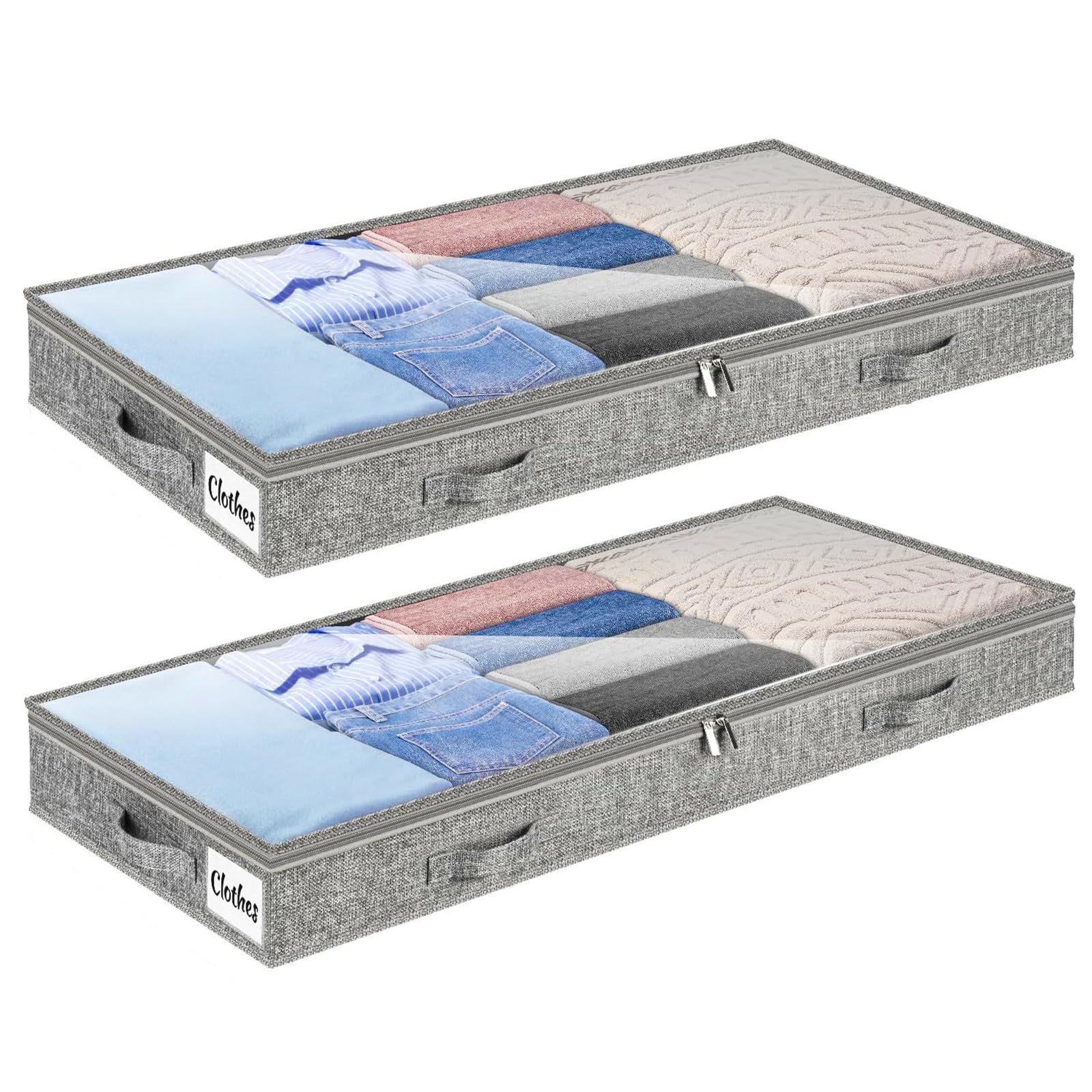 Unterbett Aufbewahrungsbox mit deckel, 2 Stück, Unterbettkommode 10cm hoch