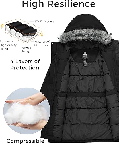 Vista 3 de Wantdo - Chaqueta de invierno con capucha para mujer