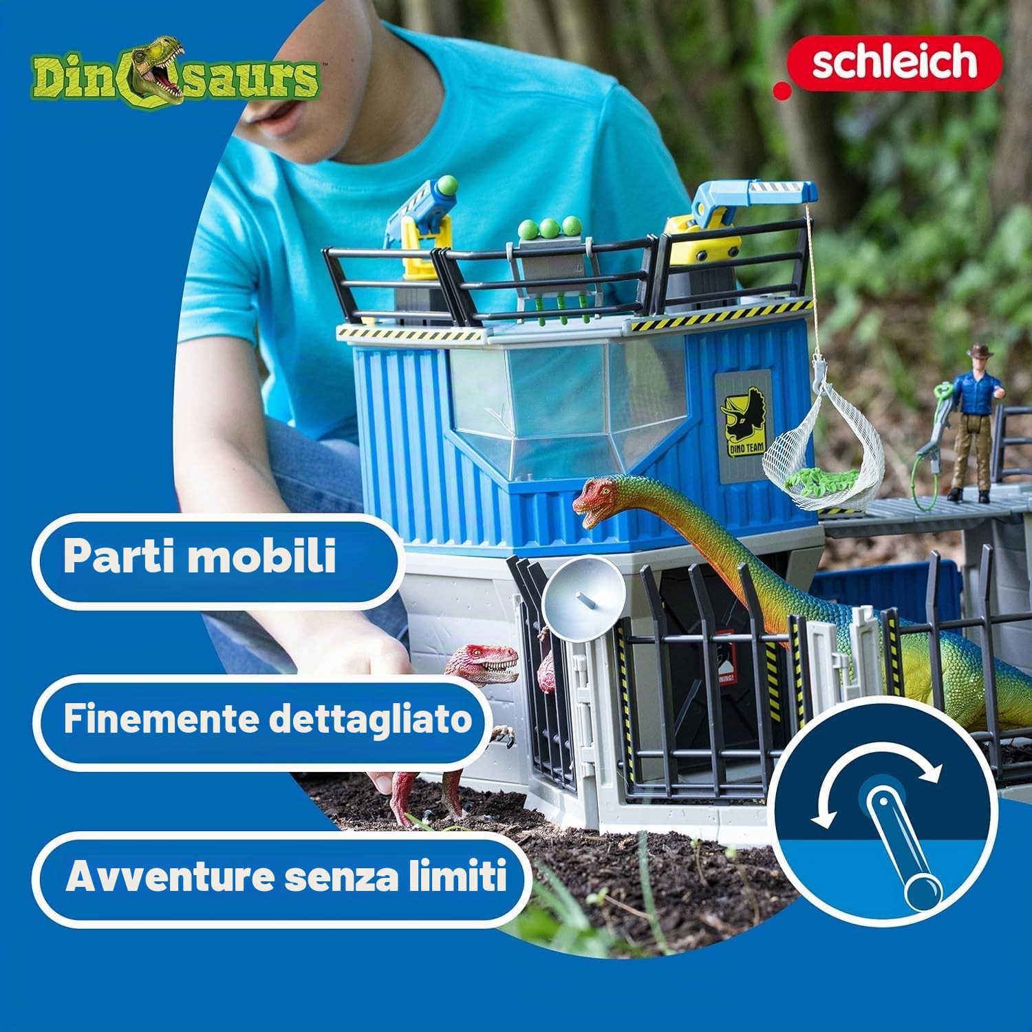 Schleich DINOSAURS | Grande stazione di ricerca di dinosauri 41462 | Set da gioco dai 5 anni | set con personaggi, numerose funzioni e tanti accessori