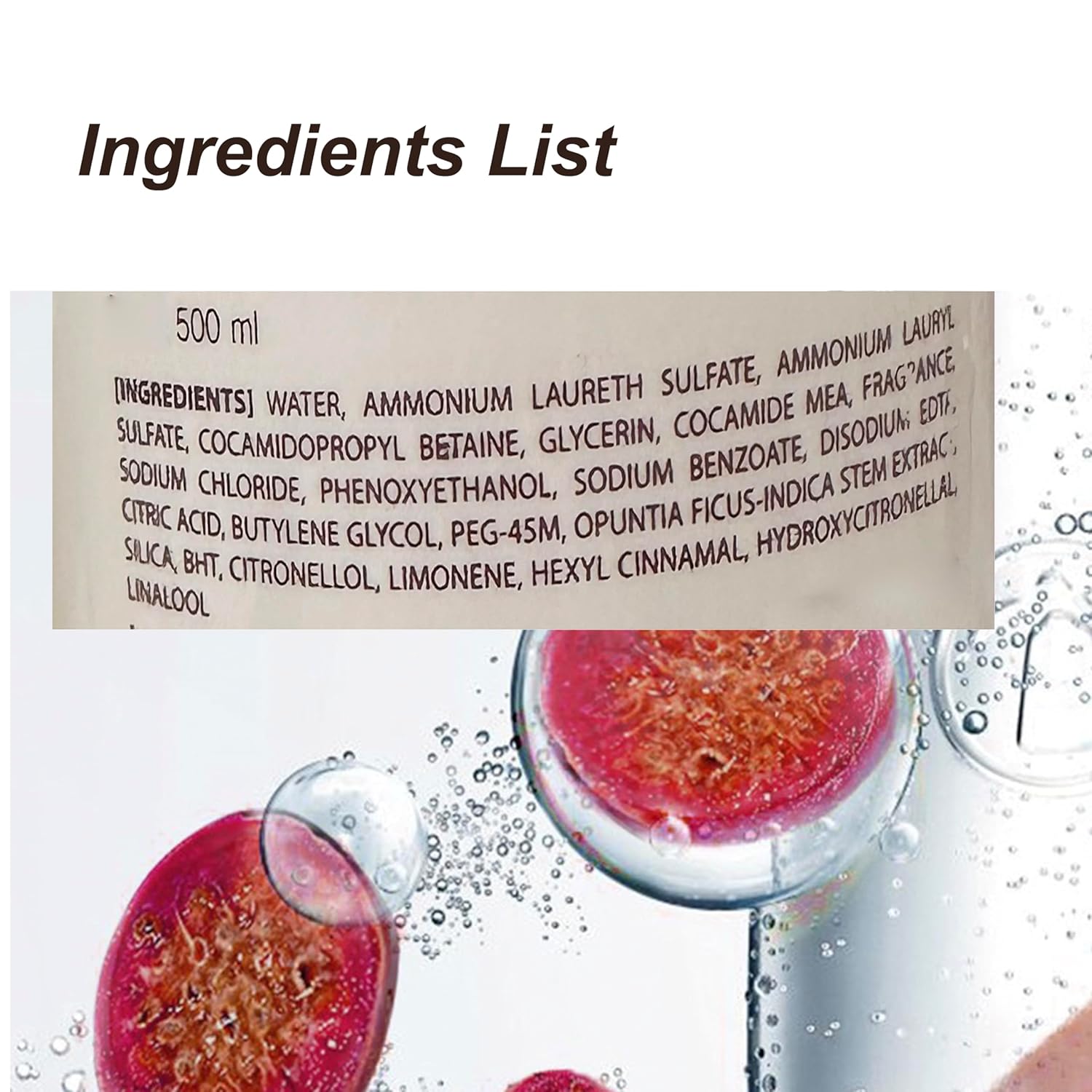 1 PC Prickly Pear Skin Cleanser, Moisturizing Purifying Relieving Dry Bath Cleanser Shower Gel Skin Wash, 500ml, Pink