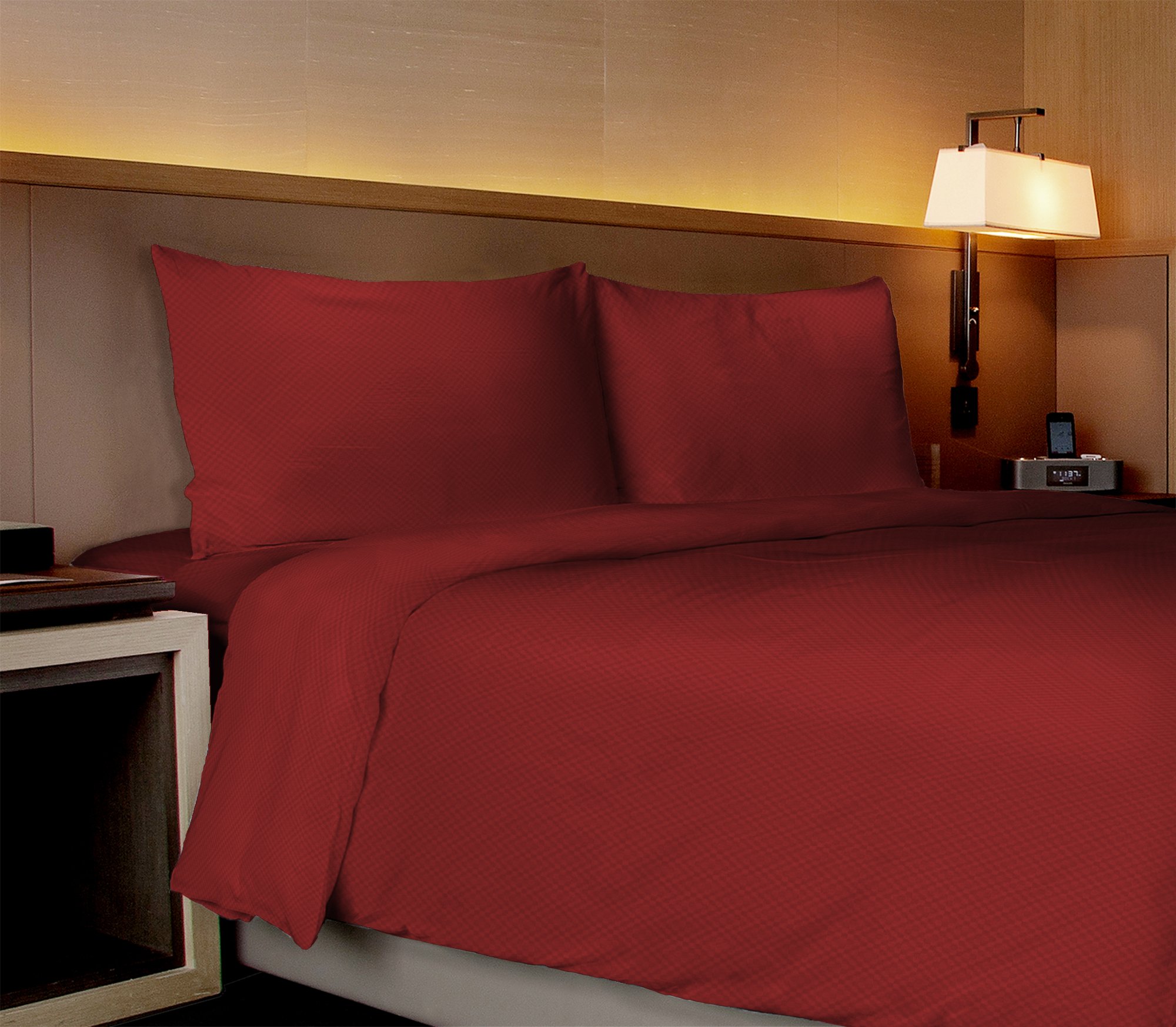 Home Dynamix Willow Collection 4-Piece Bed Sheet, Full, Checkerboard, Brick