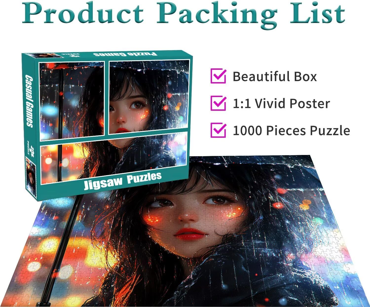 Ragazza Jigsaw Puzzle Adulti 5000 pezzi Jigsaw Puzzles Classici Arte Impossibili Grandi Dimensioni Cartone Animato per Adulti e Ragazzi Divertimento Giochi Rilassamento e Intelligence 105x156cm t-773