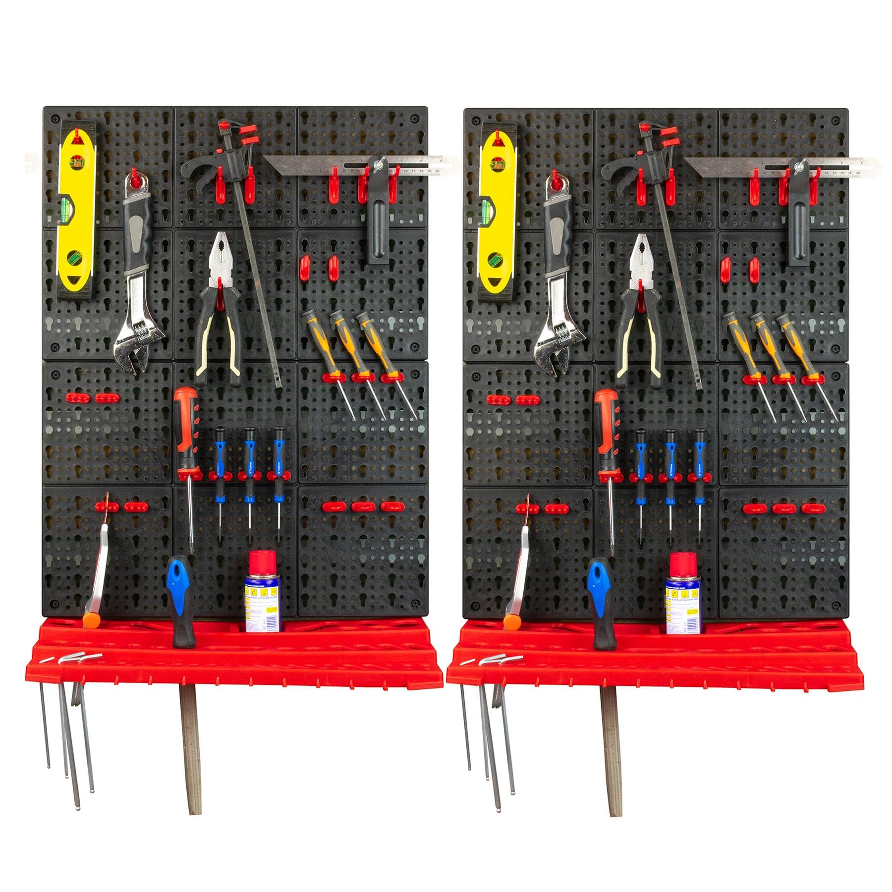 Kct Multicoloured 3Pc Wall Mount Tool Board Storage Organiser Workshop Shelves Rack - 2 Pack