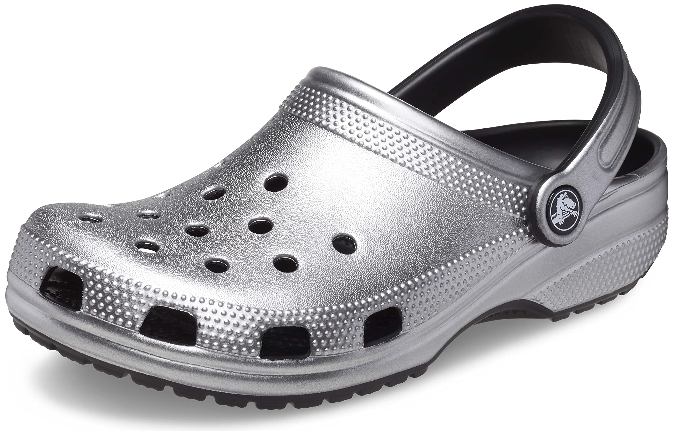 Crocs Unisex-Adult Classic Sparkly Clog, Metallic and Glitter Shoes, Silver Metallic, 9 Men/11 Women