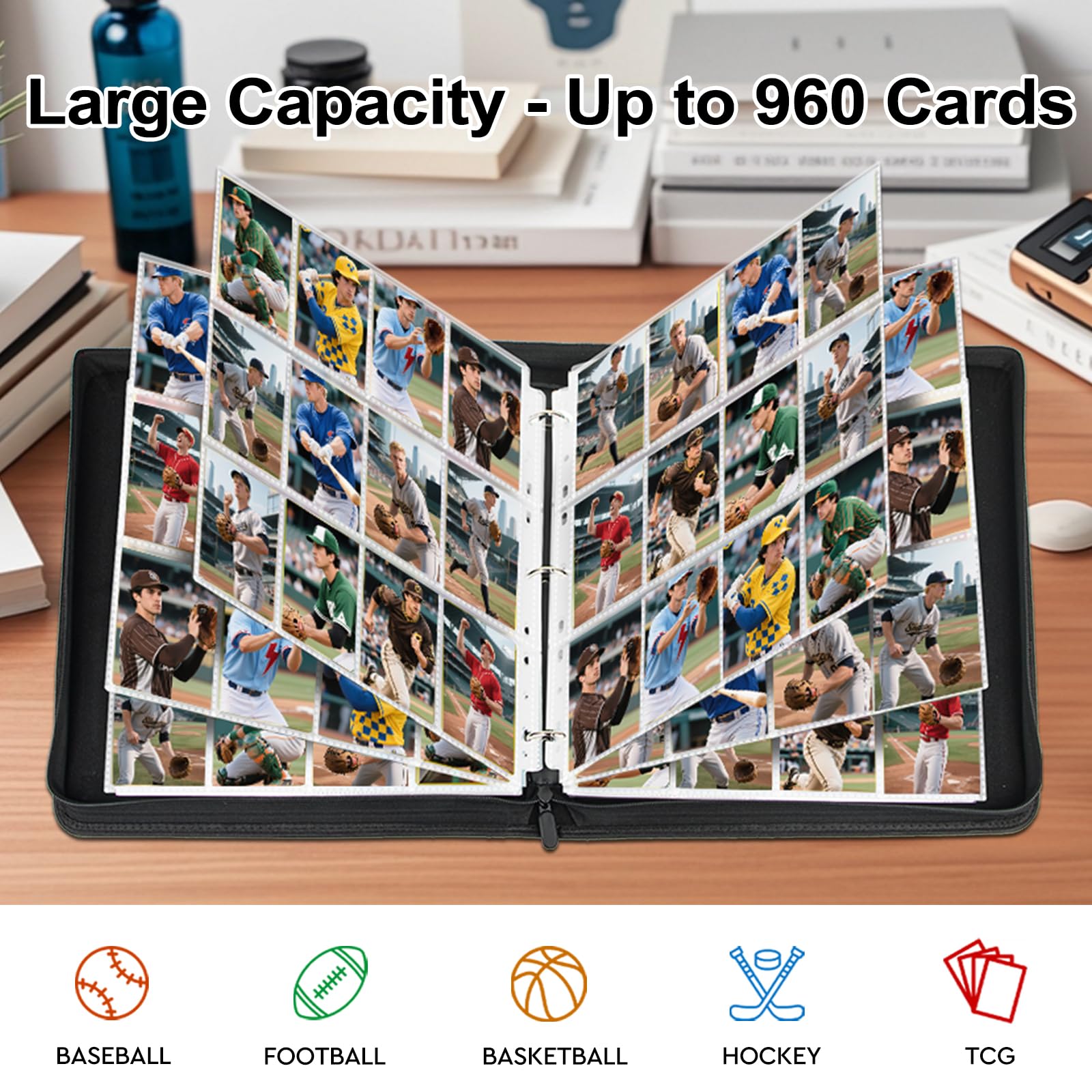 Classeur Cartes 960 Places – Album Premium Avec Fermeture Zip Pour MTG, Cartes Sportives, TCG - 10