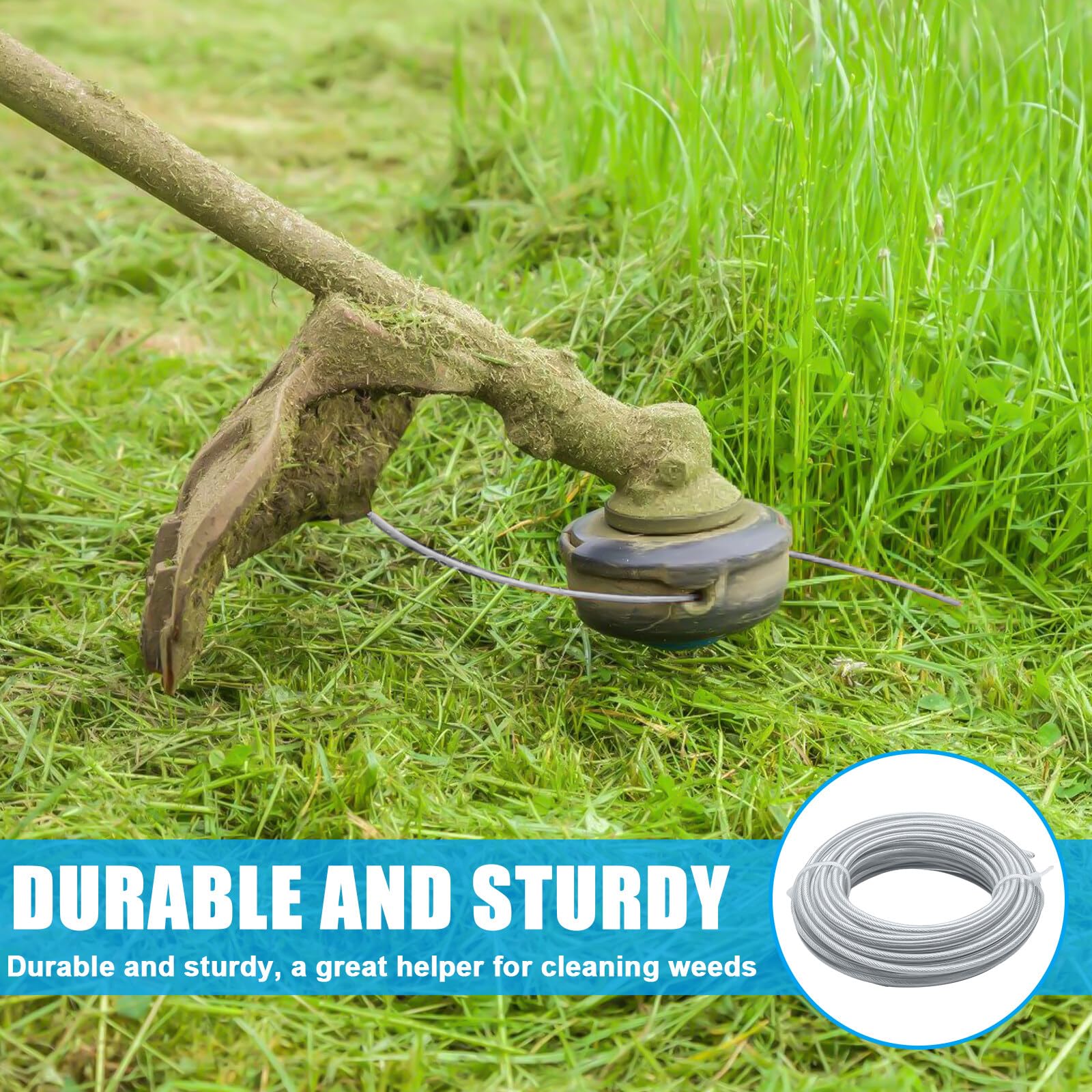 Filo Decespugliatore Acciaio 3 Mm - 41 Metri - Per Tagliaerba E Giardinaggio - Professionale - Foto 4